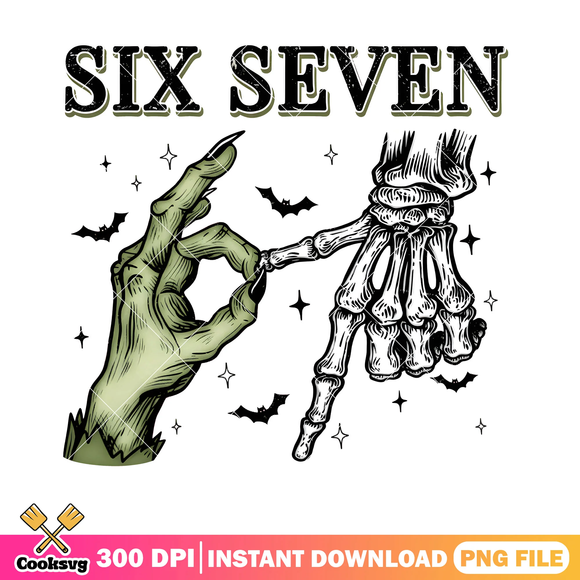 Horror hand six seven png, six seven trend png, halloween 67 png