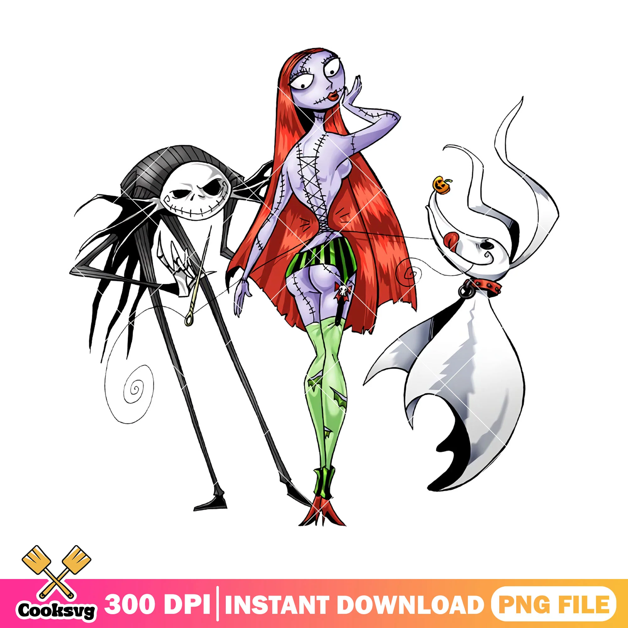 Horror jack and sally design png, halloween ideas png, disney sally png