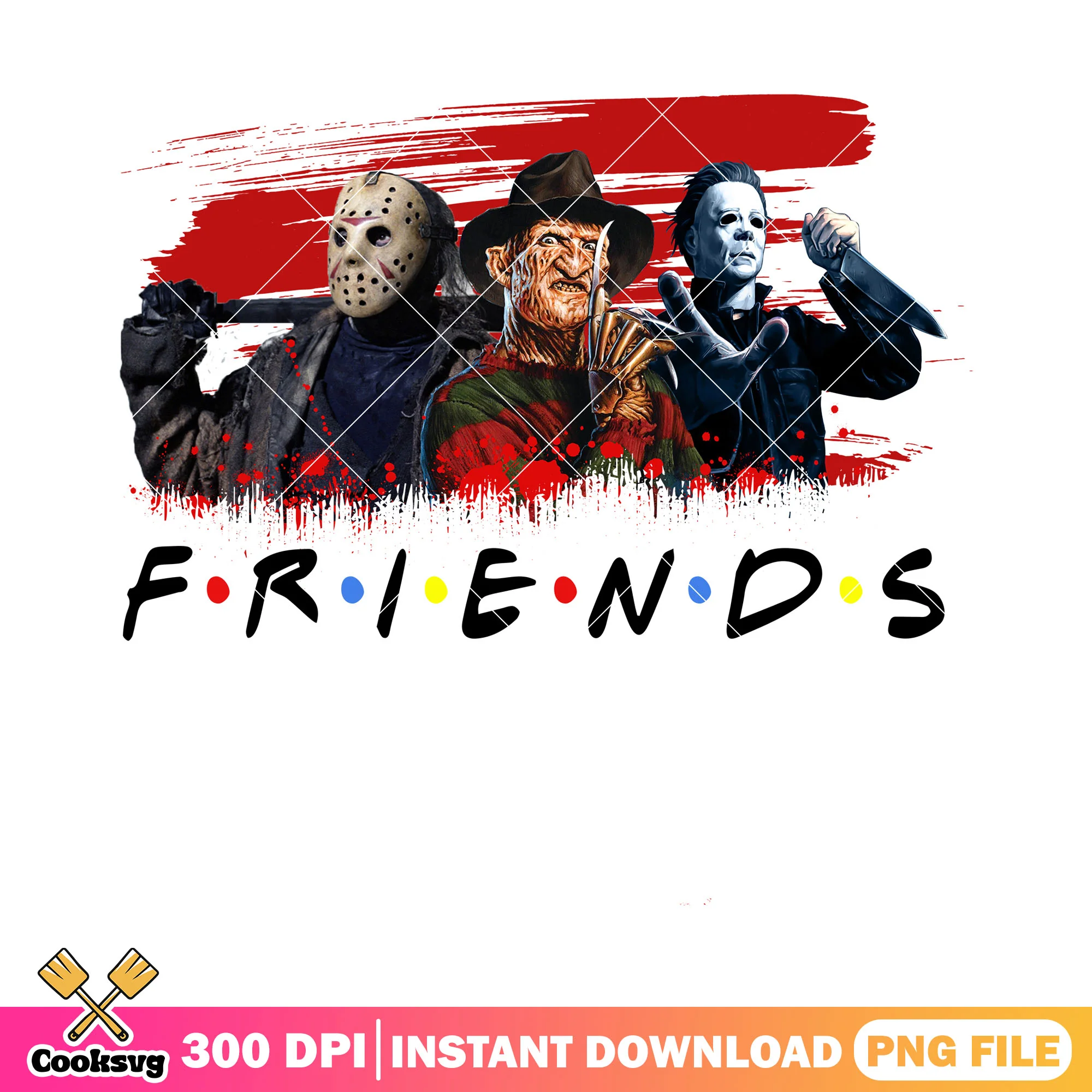 Horror killers are friends design png, halloween movies characters png