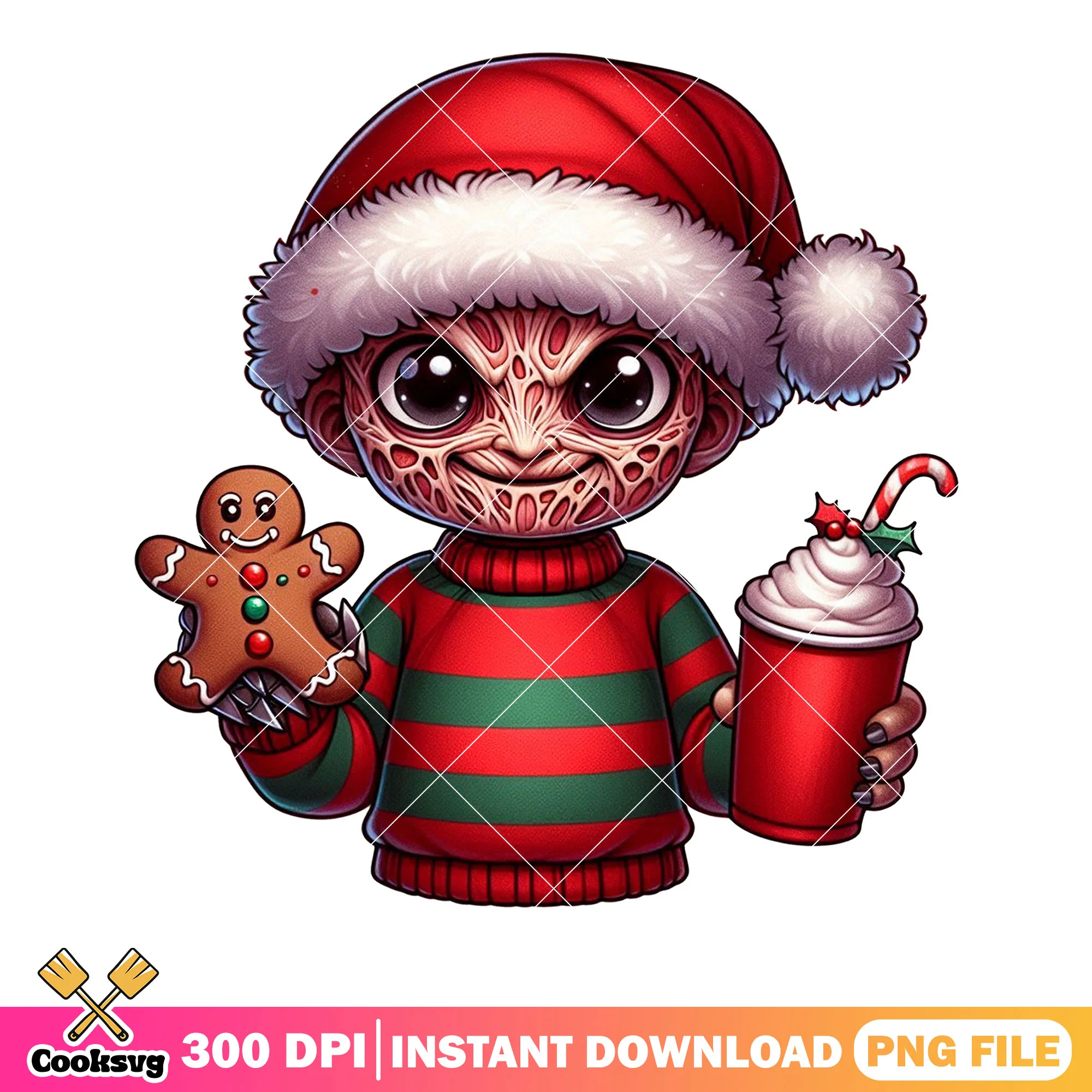 Horror krueger christmas png, christmas ice cream png, christmas png