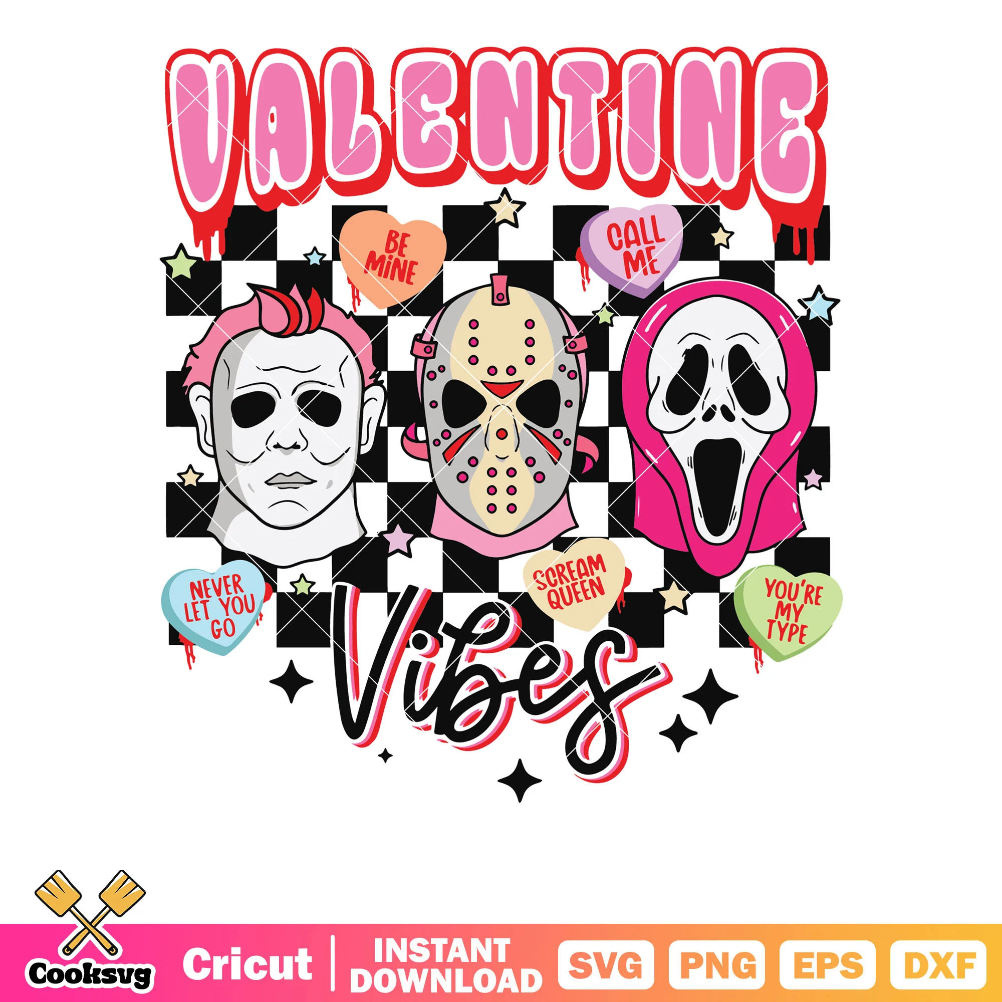 Horror movie valentine vibes svg, horror valentine svg, horror movie svg