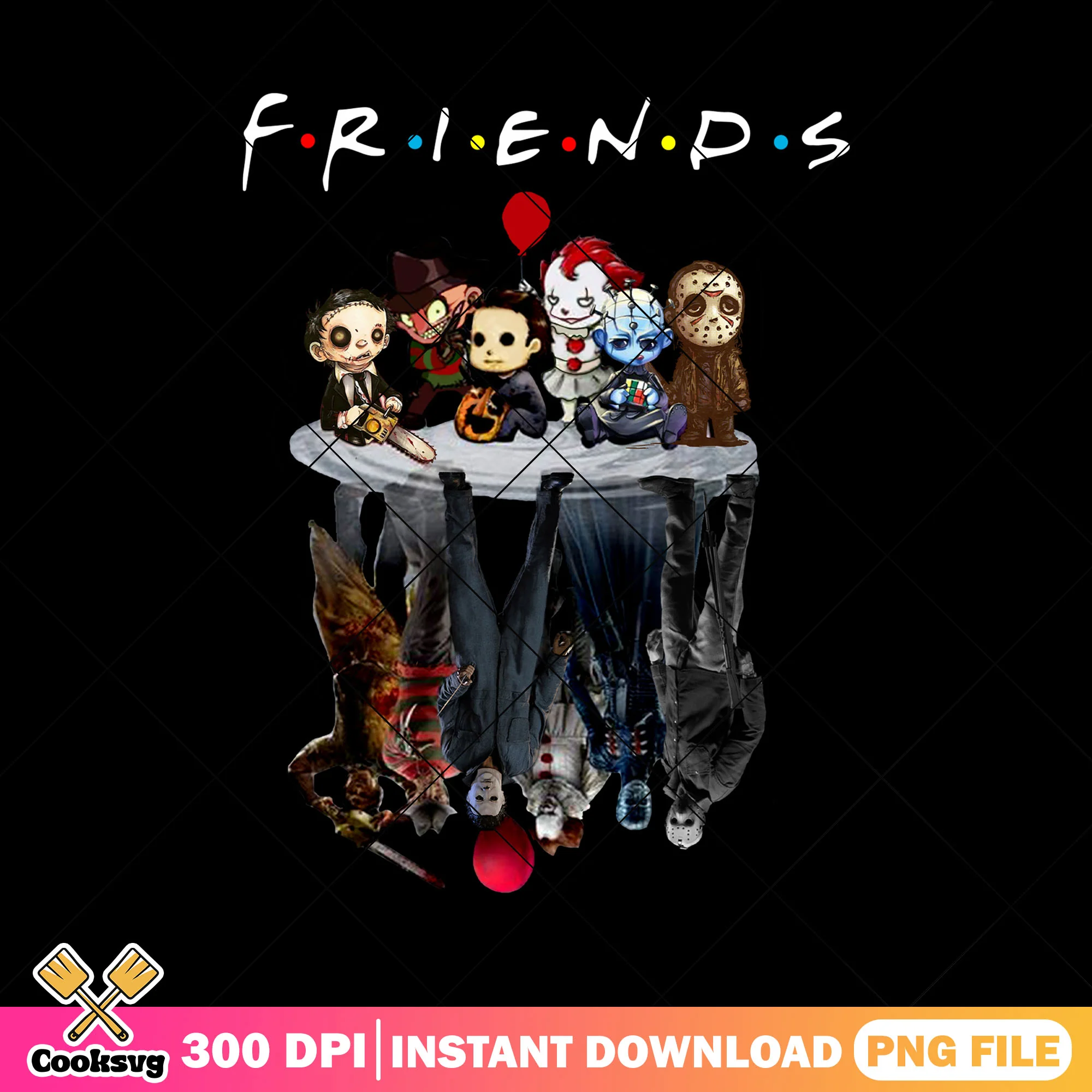 Horror movies friends characters design png, halloween films png