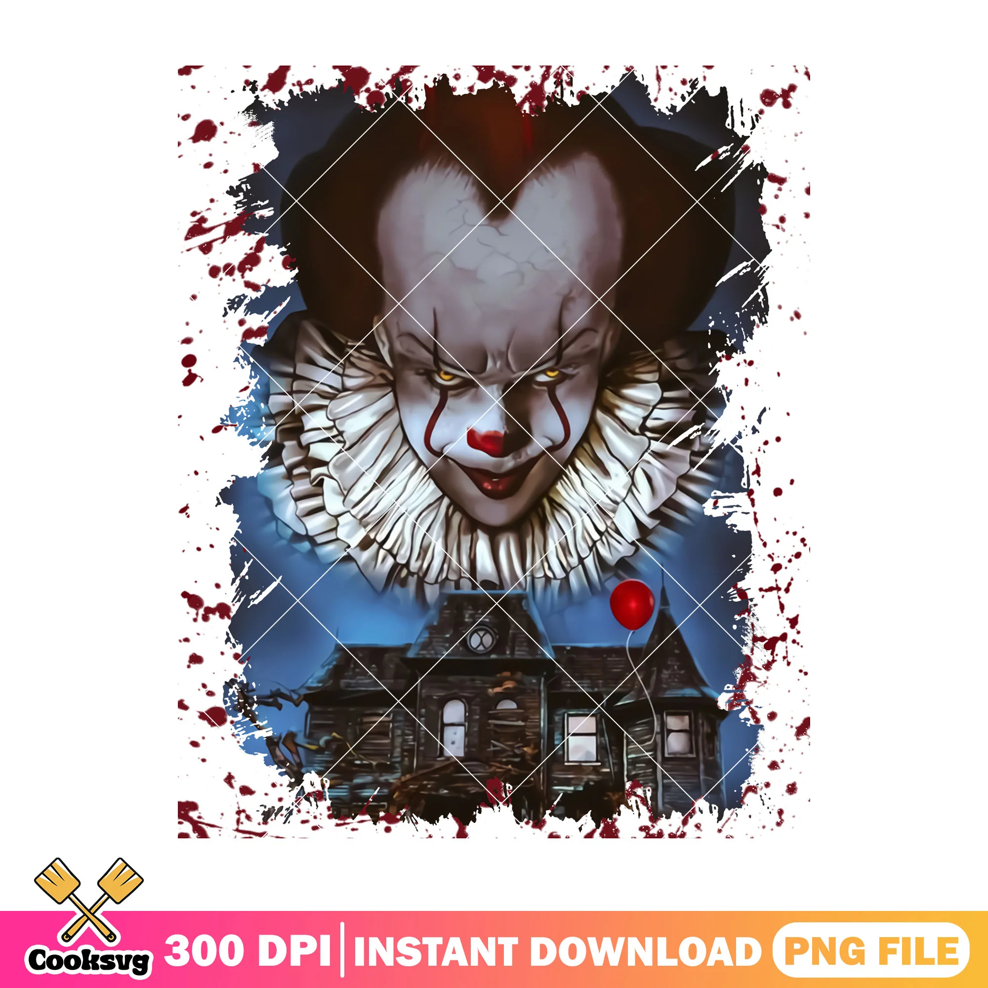 Horror pennywise face design png, halloween movie characters png