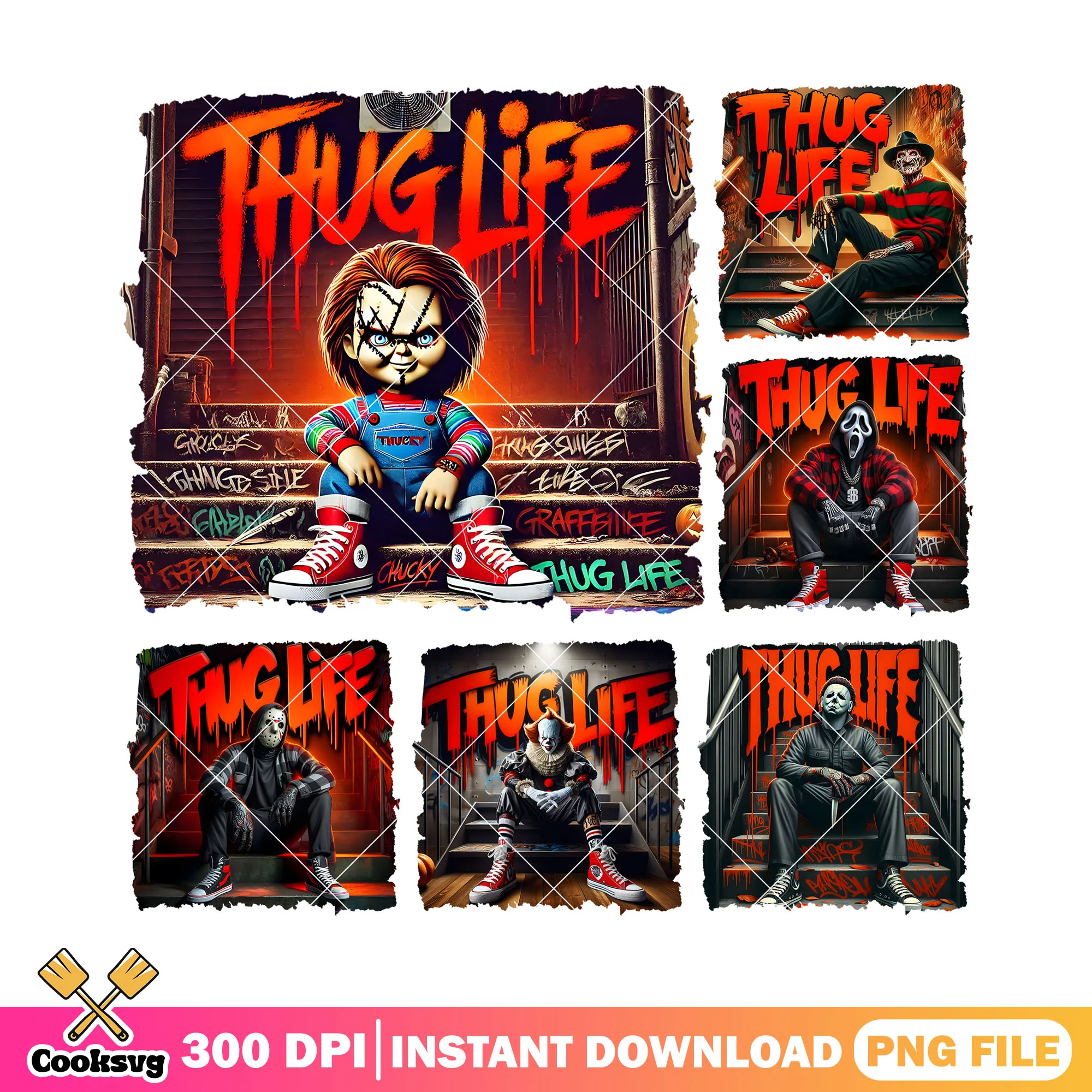 Horror thug life design png, halloween ideas png, character horror png
