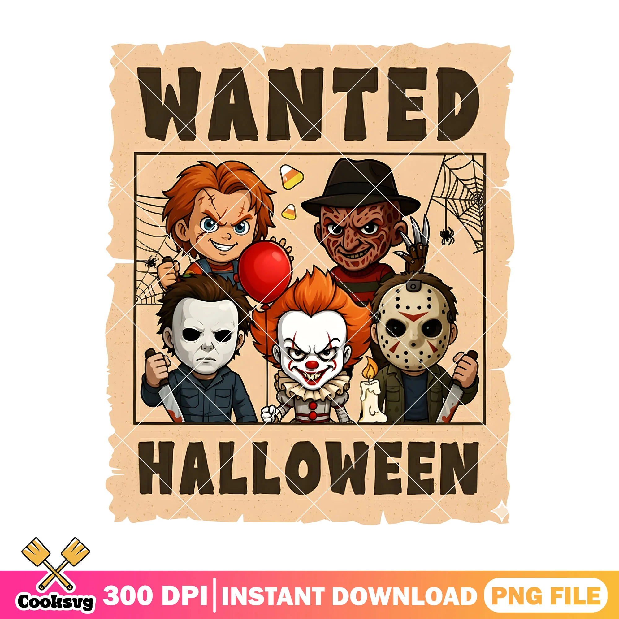 Horror wanted halloween png, freddy krueger png, micheal myers png