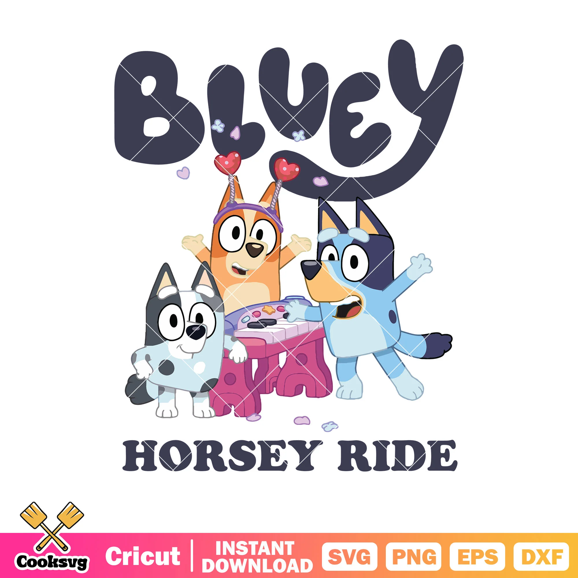 Horsey ride bluey bingo muffin svg, bluey logo svg, character bluey svg