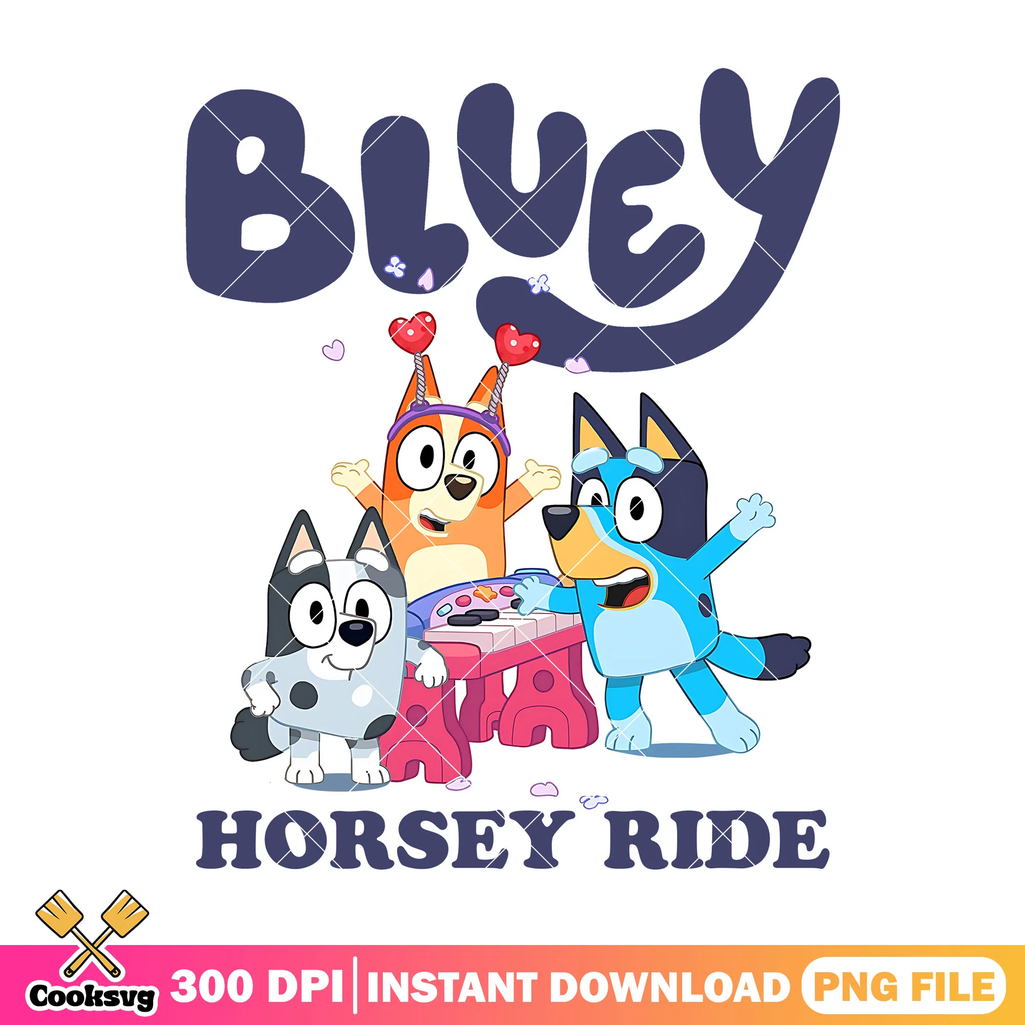 Horsey ride design png, cartoon bluey png, back to school decor png