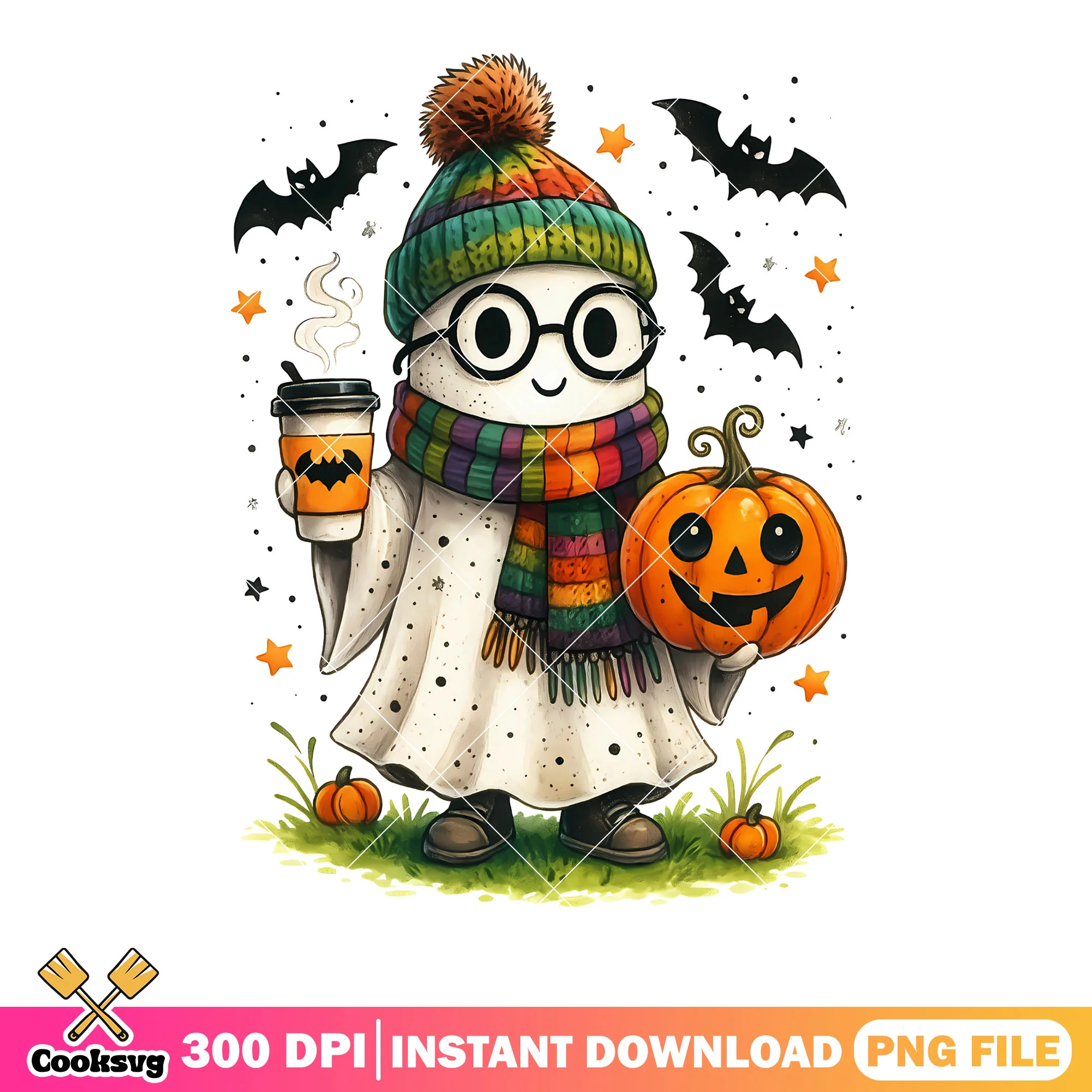 Hot chocolate three bats png, ghost costume png, halloween scary png