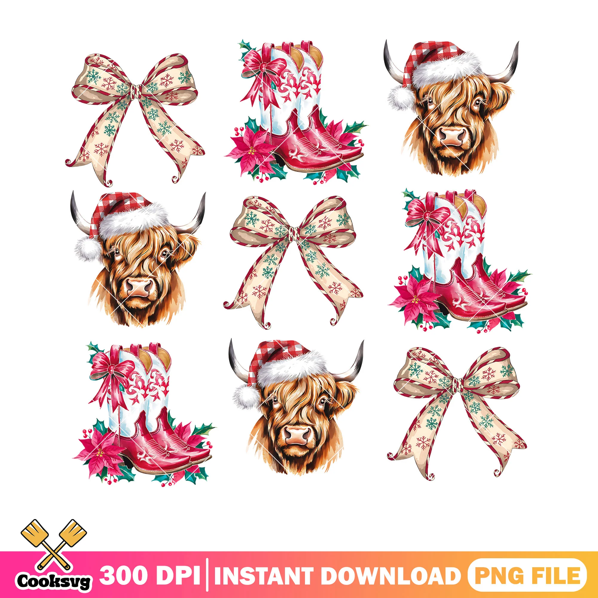 Howdy coq christmas png, christmas bow png, christmas vibes png