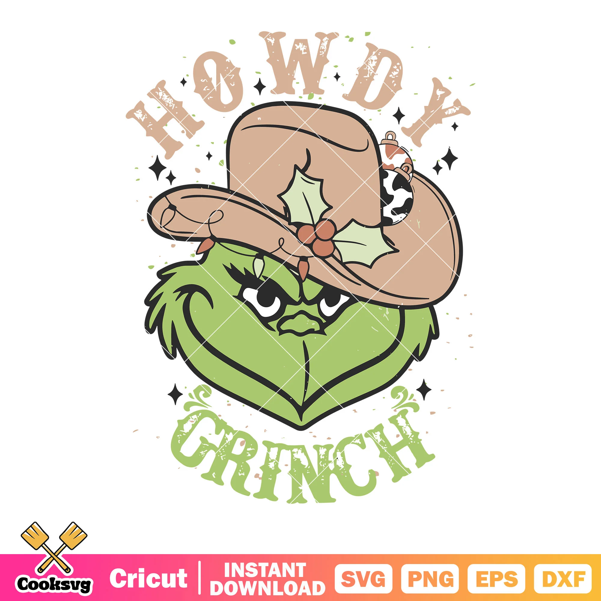 Howdy grinch svg, creepy green monster svg, starry night svg