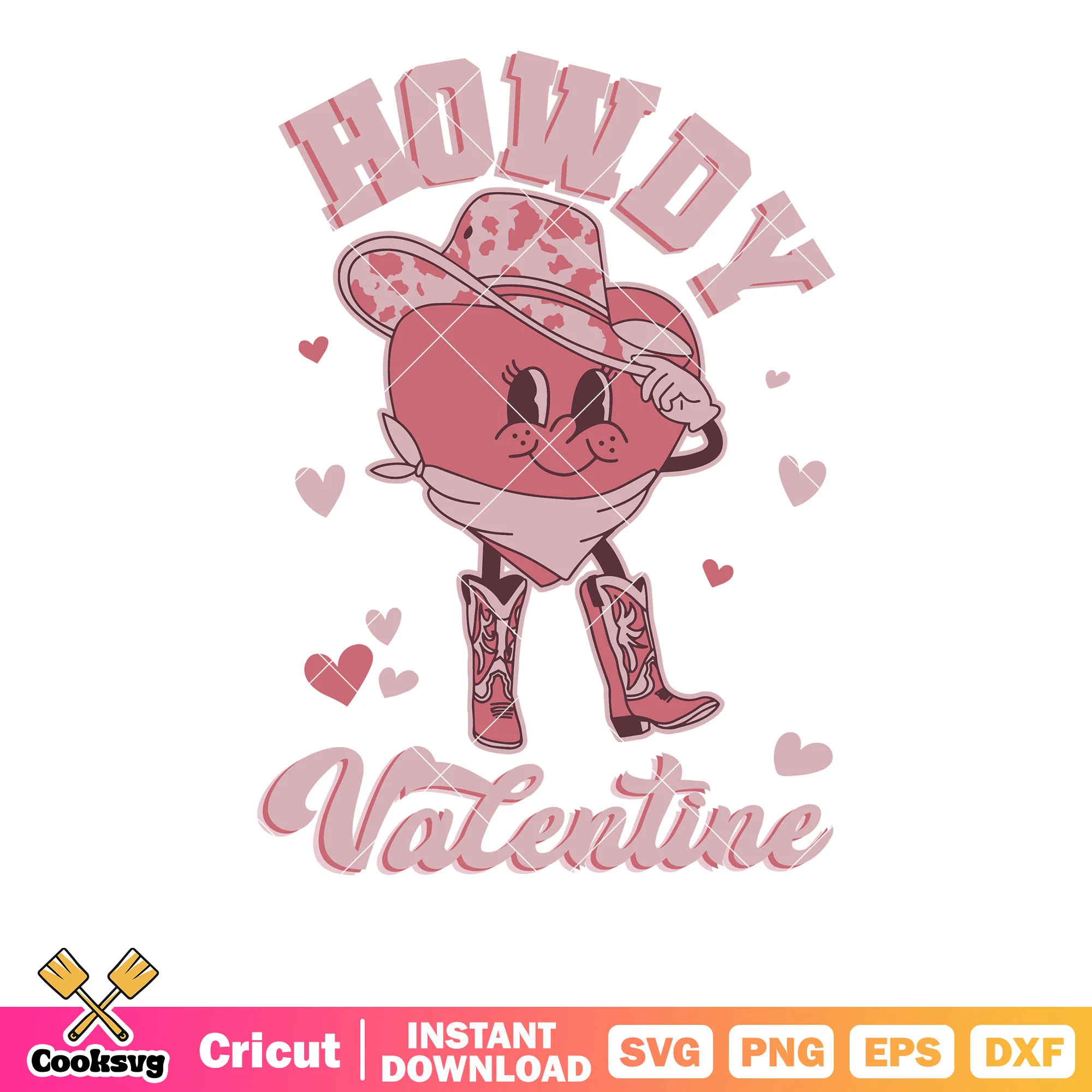 Howdy valentine pink heart svg, howdy valentine svg, pink valentine svg