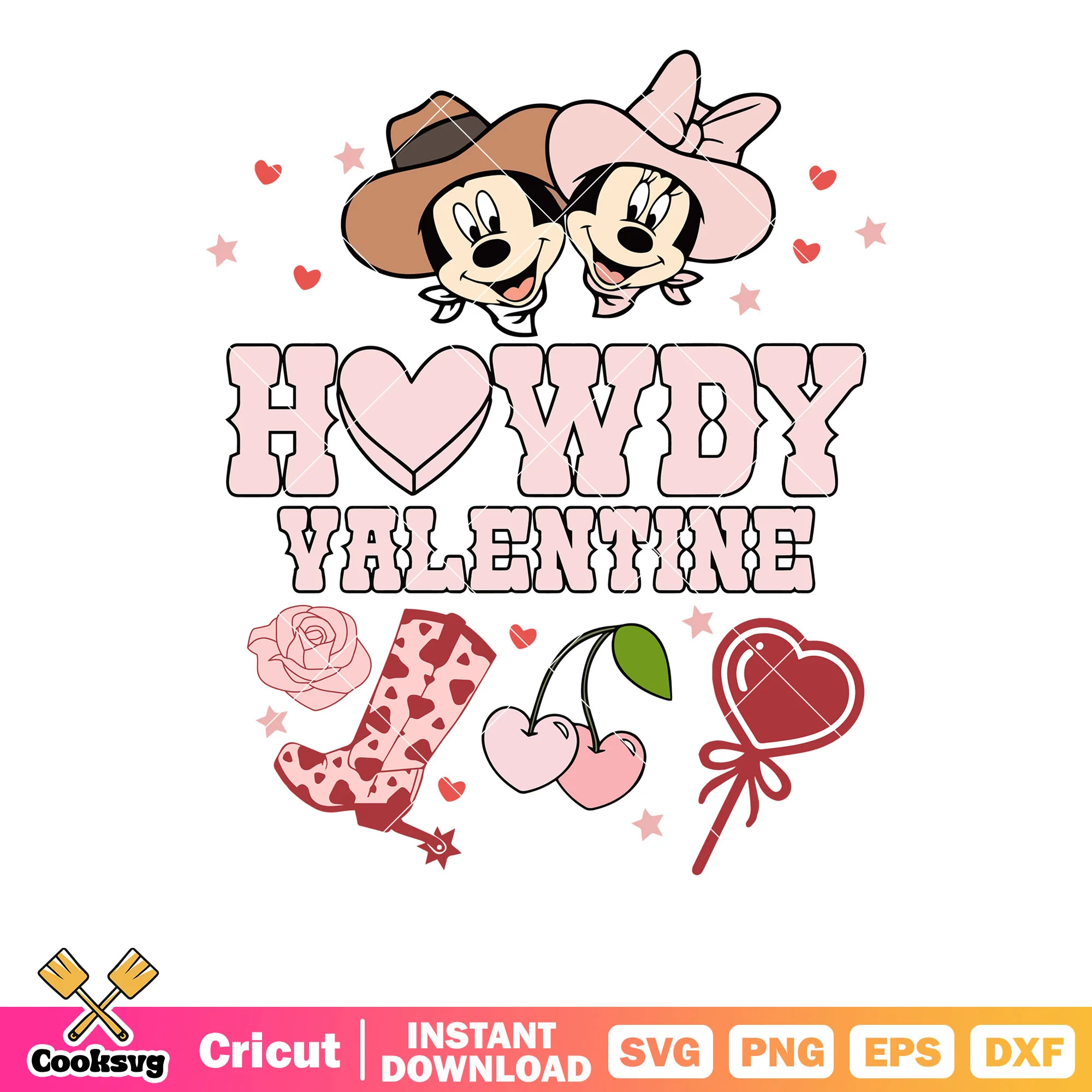 Howdy valentine pink mickey svg, howdy valentine svg, pink valentine svg