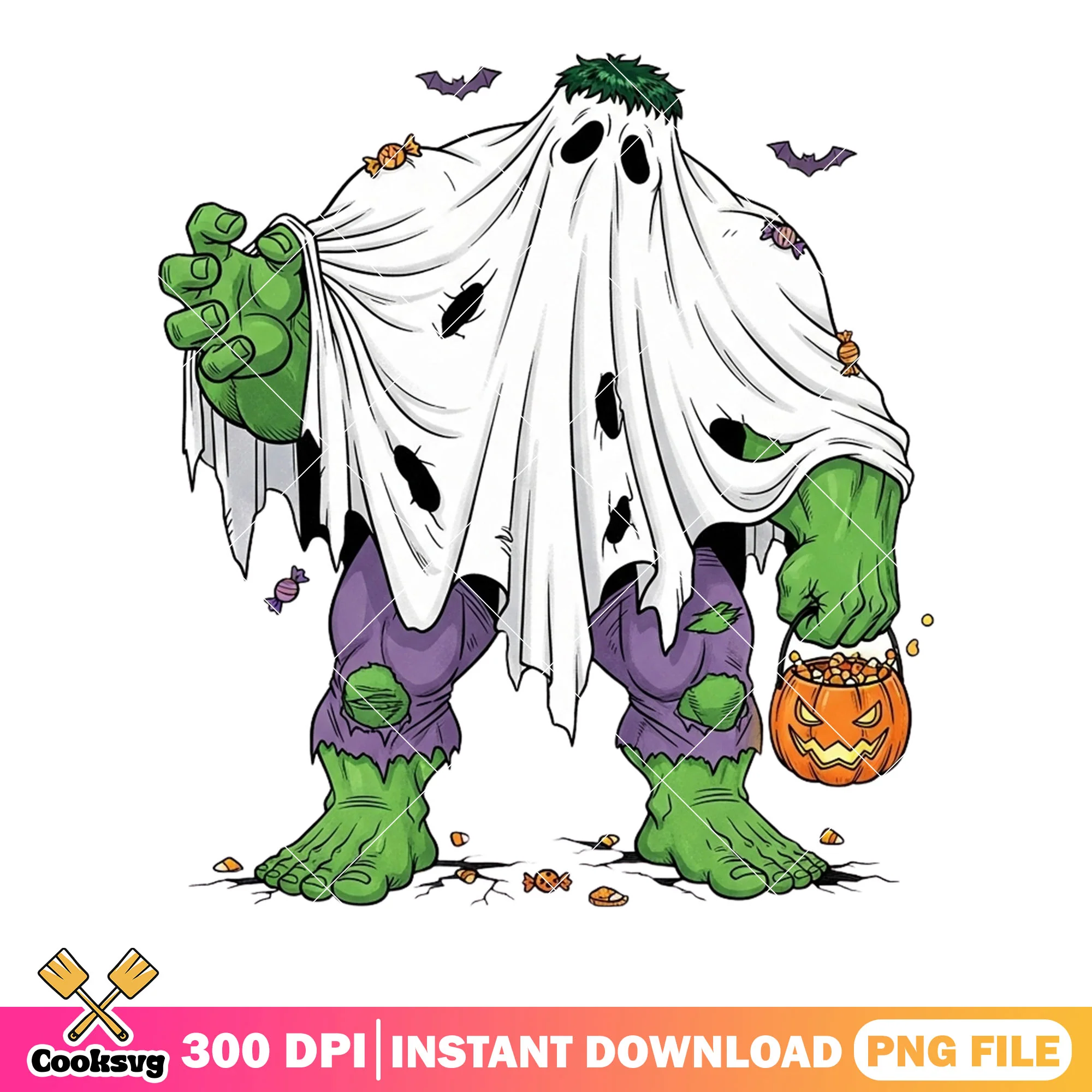Hulk ghost png, marvel halloween png, ghost costumes png