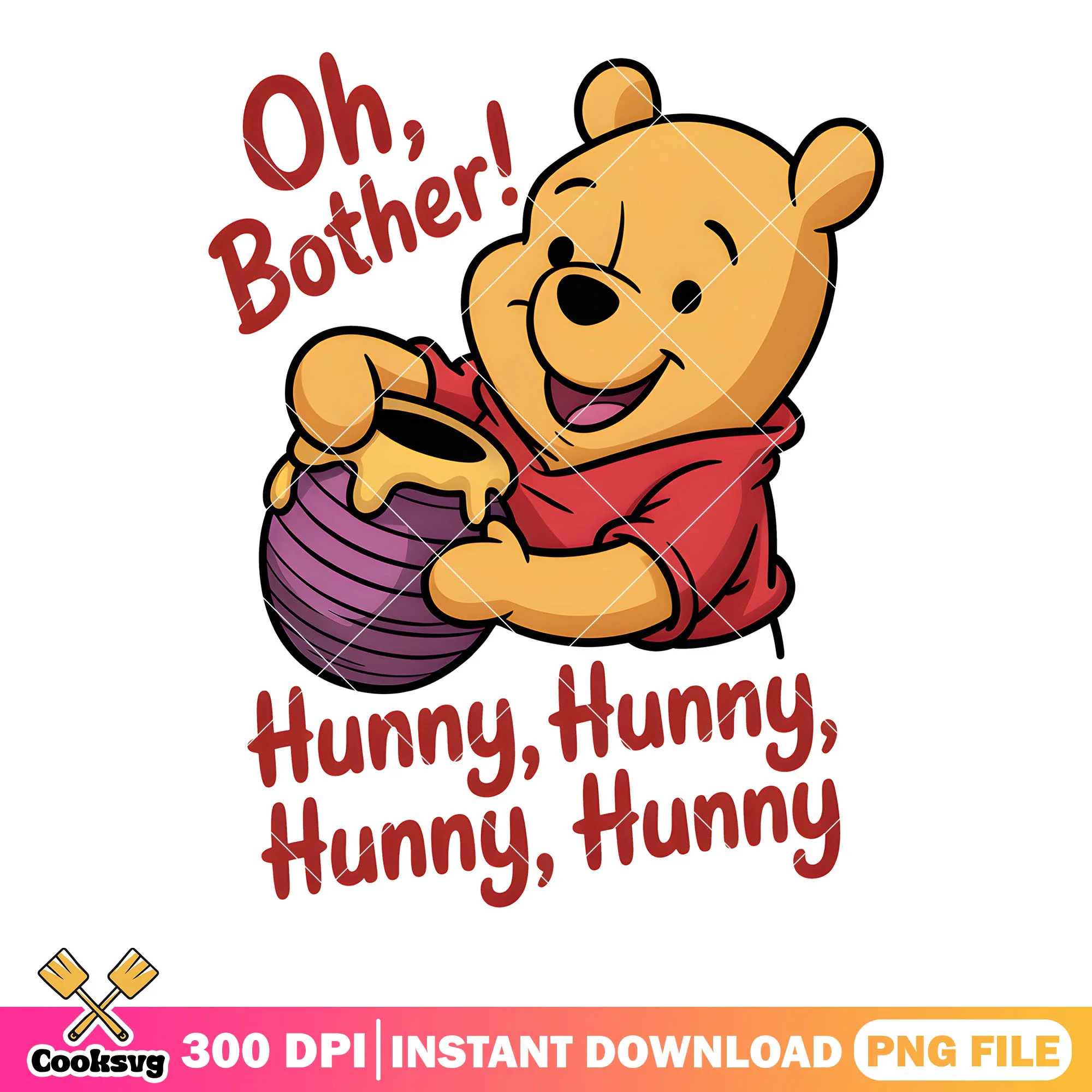 Hunny hunny oh bother png, vintage pooh png, honey bear pooh png