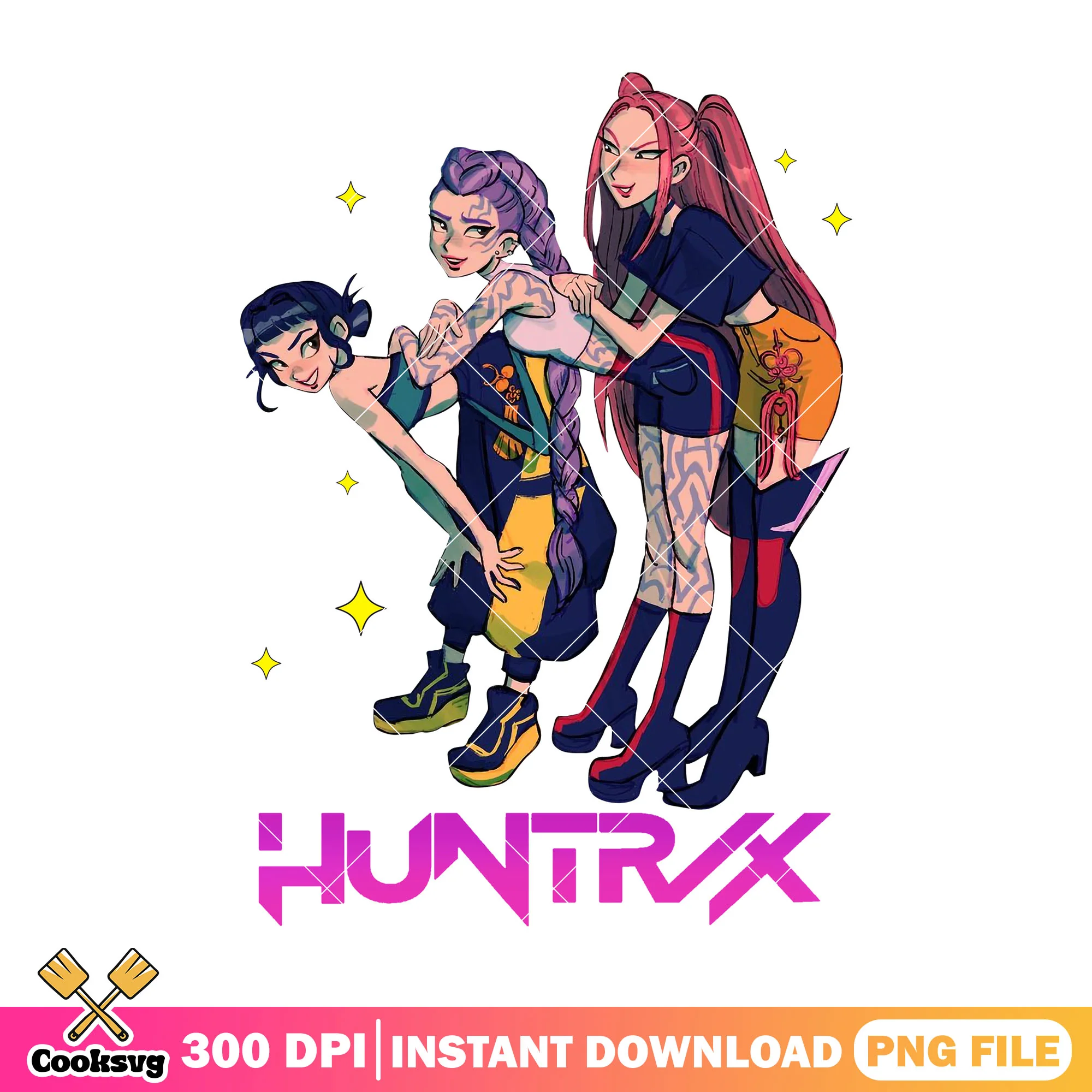 Huntrix 3 sister band png, huntrix movie png, huntrix girl png