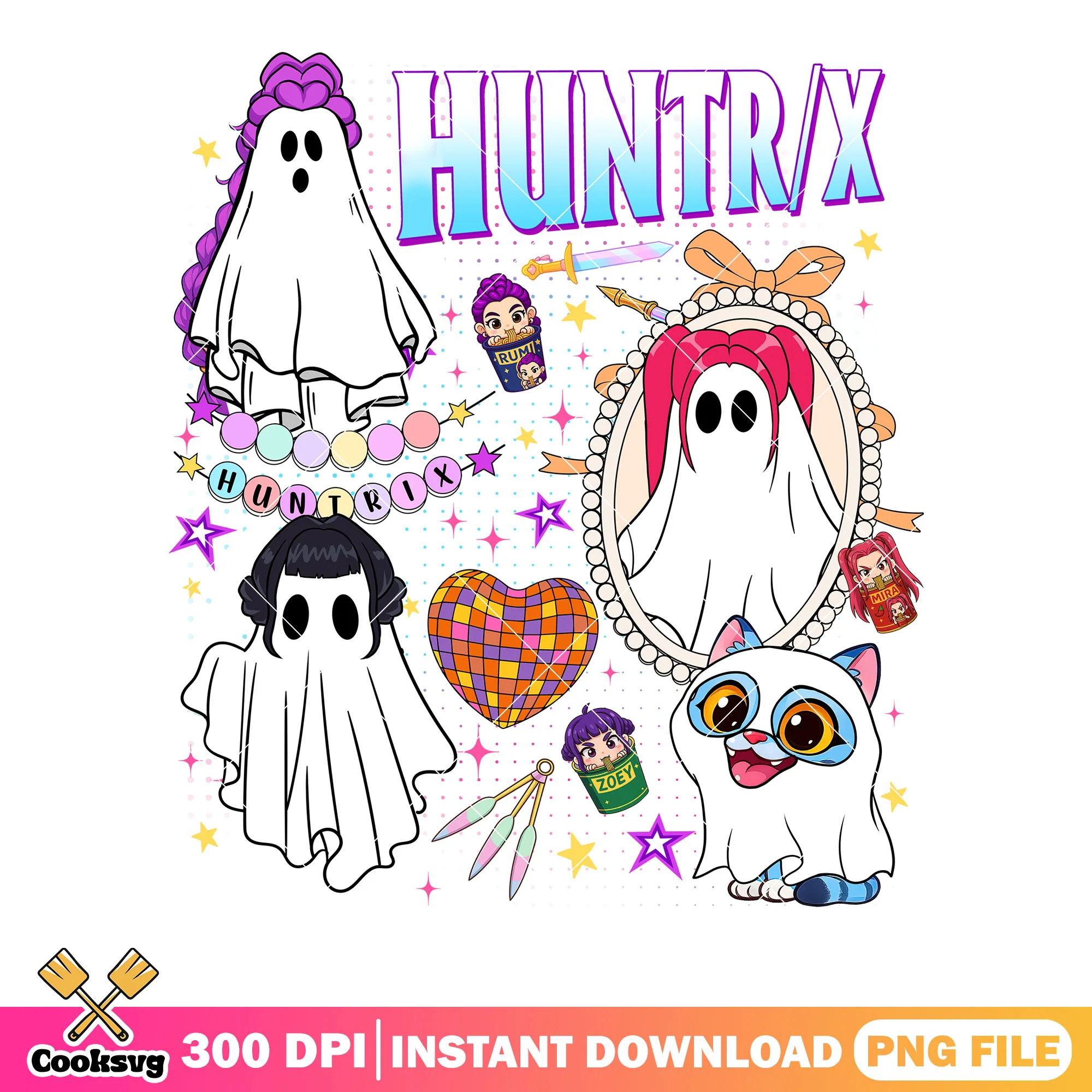 Huntrix derpy ghost cos png, halloween costume png, huntrix band png
