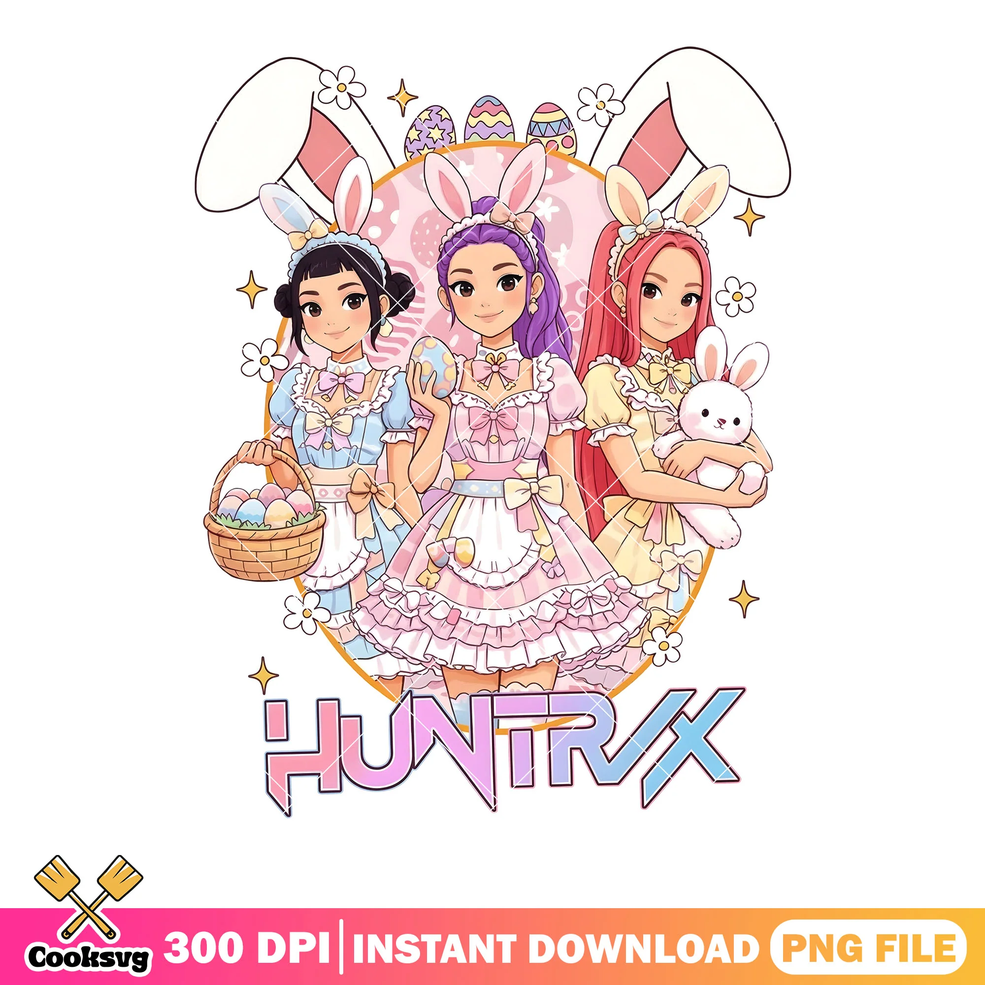 Huntrix easter costume png, huntrix easter png, easter egg png