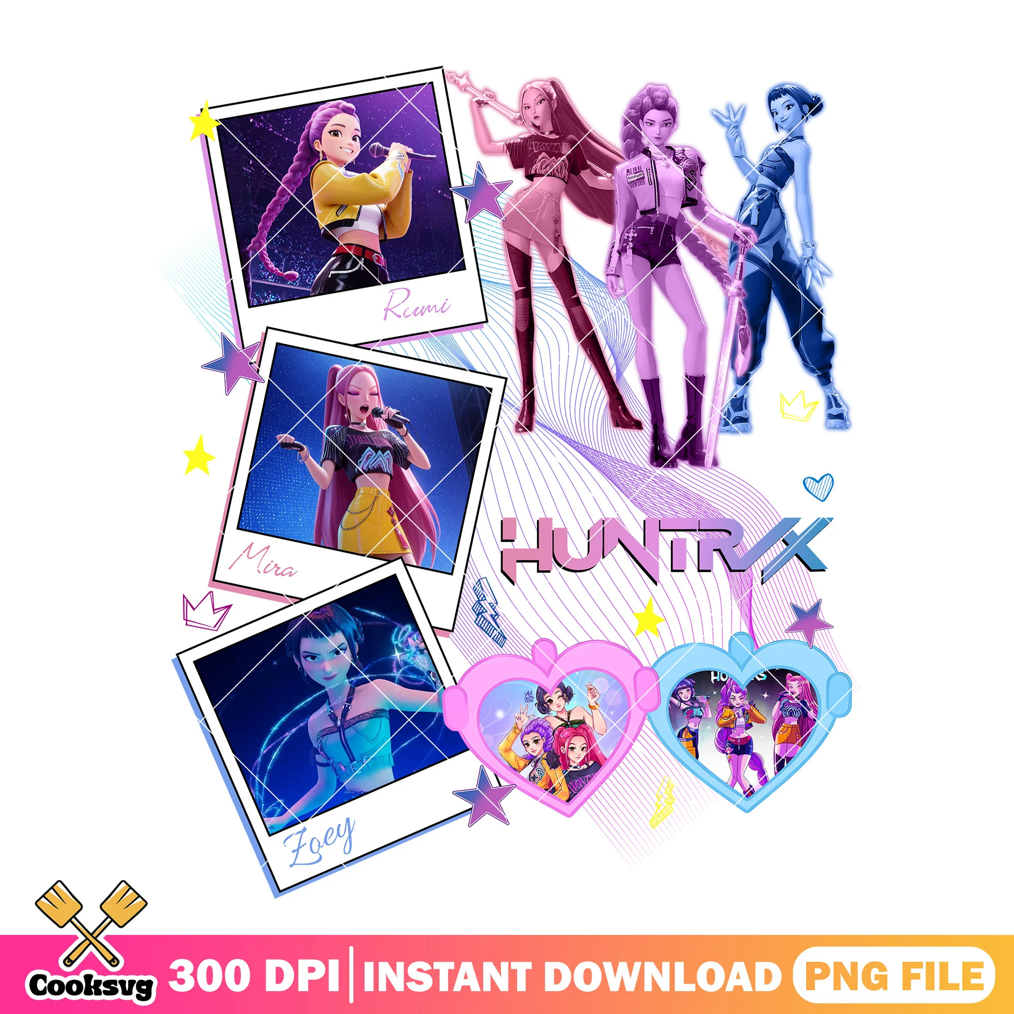 Huntrix girl battle field png, kpop hunters png, kpop huntrix png