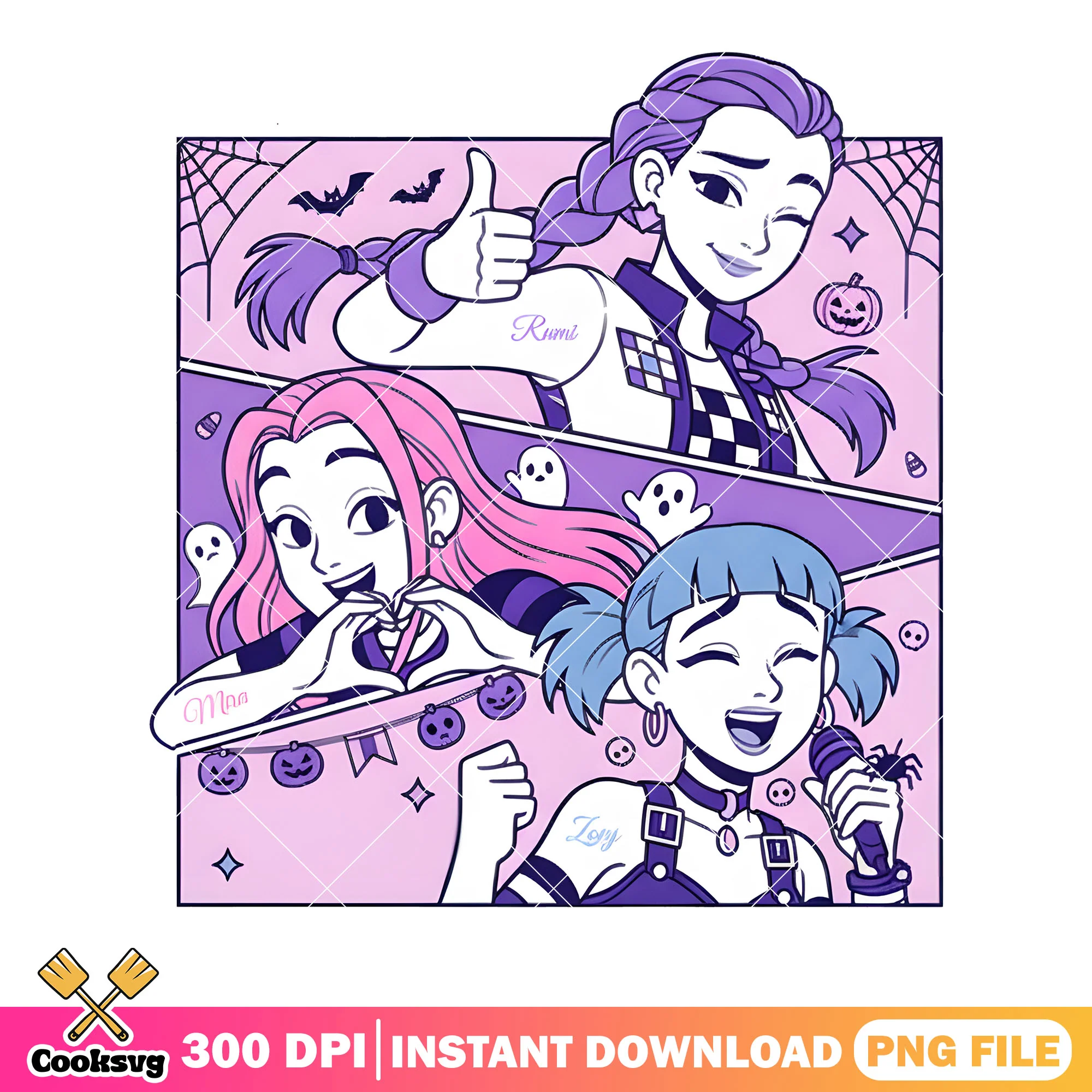 Huntrix in halloween png, huntrix girl png, halloween costume png