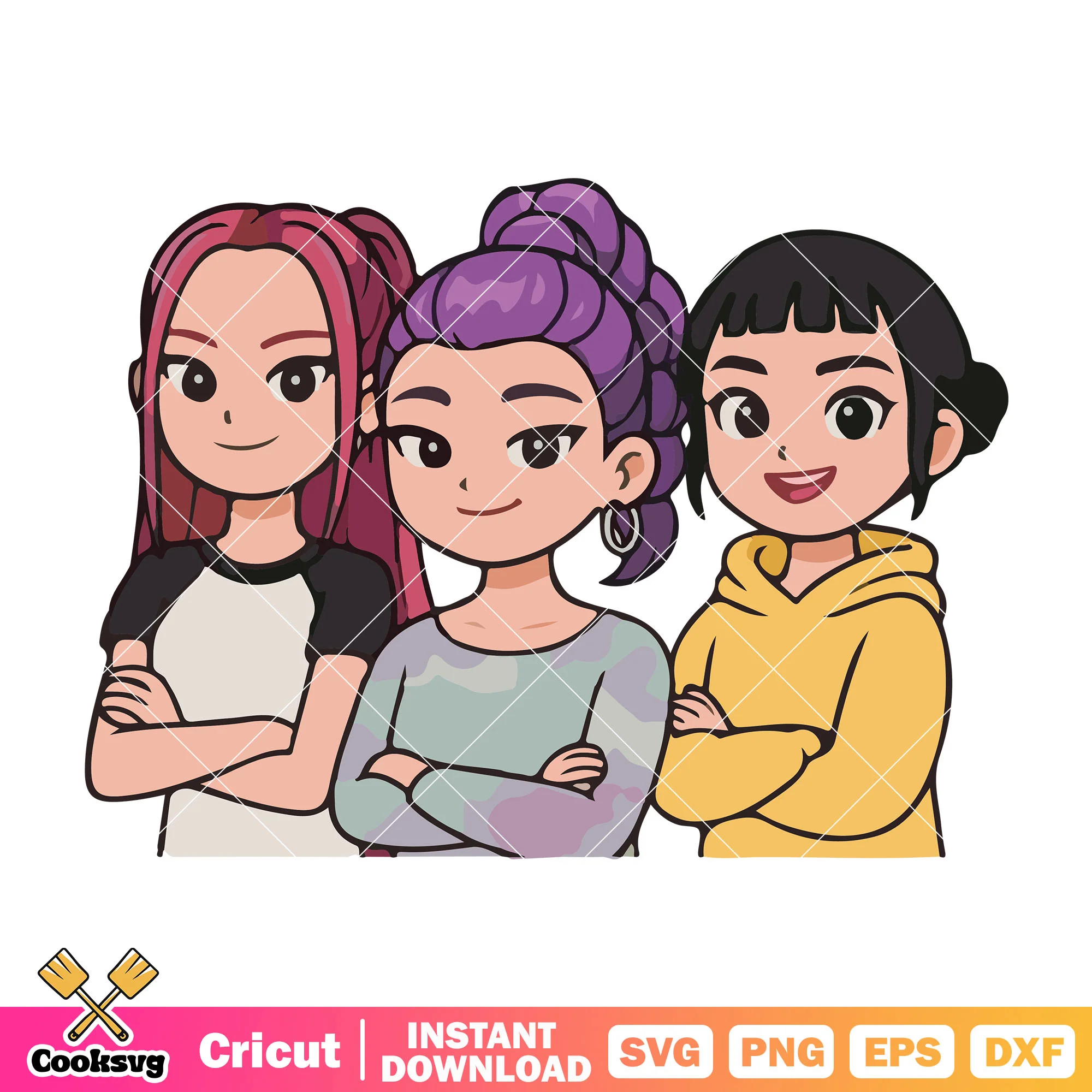 Huntrix kpop band svg, huntrix netfilx svg, kpop netflix svg