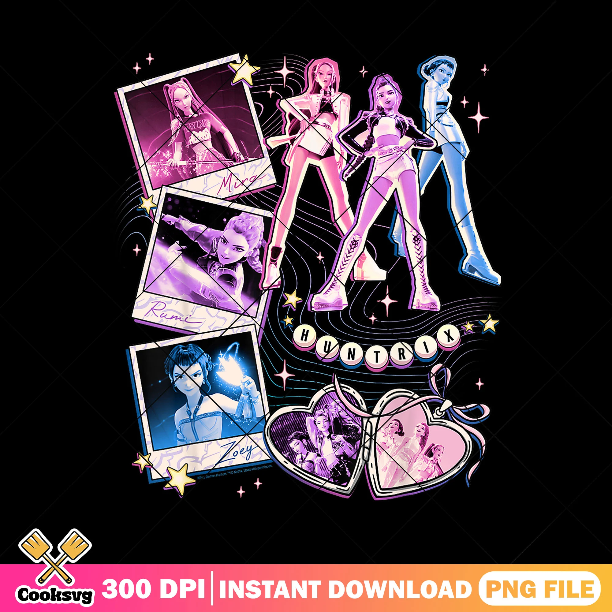 Huntrix love melody png, huntrix band png, huntrix girl png