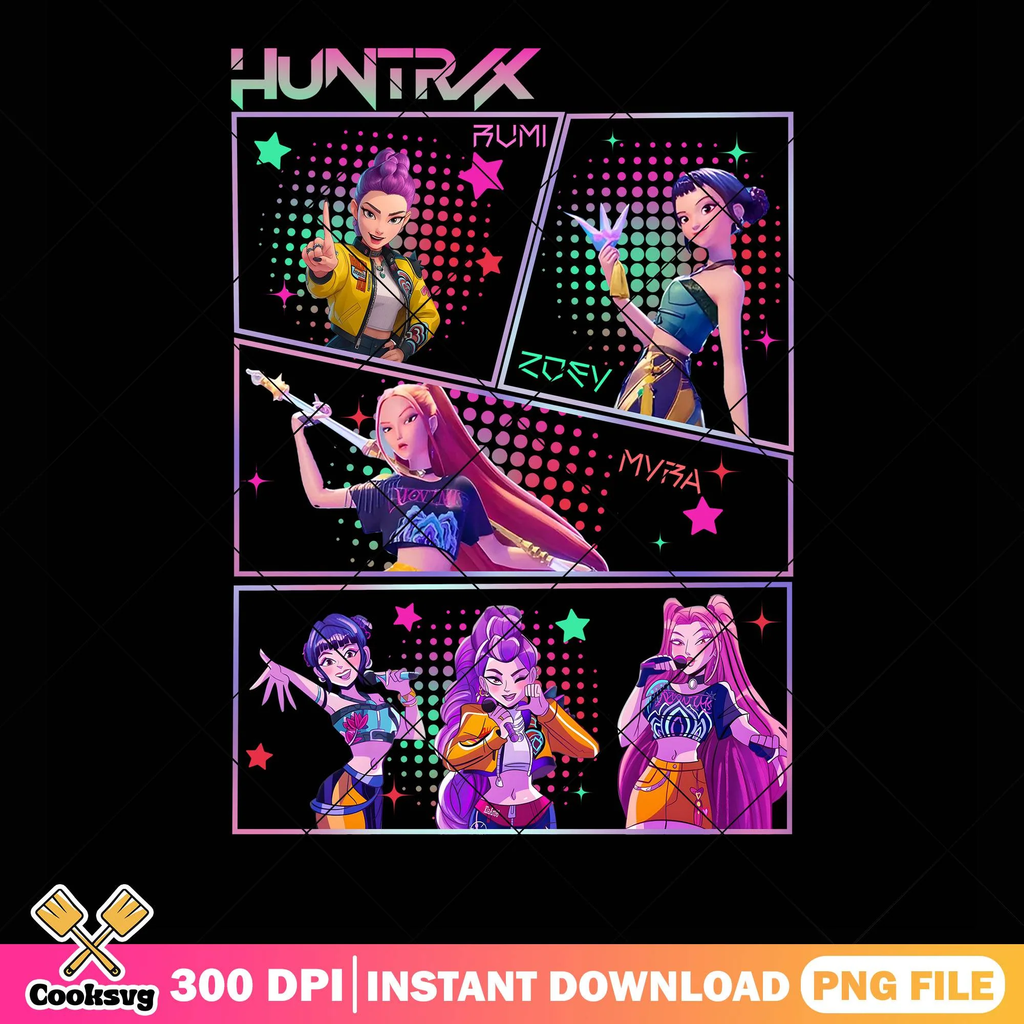 Huntrix name member png, huntrix girl png, huntrix movie png