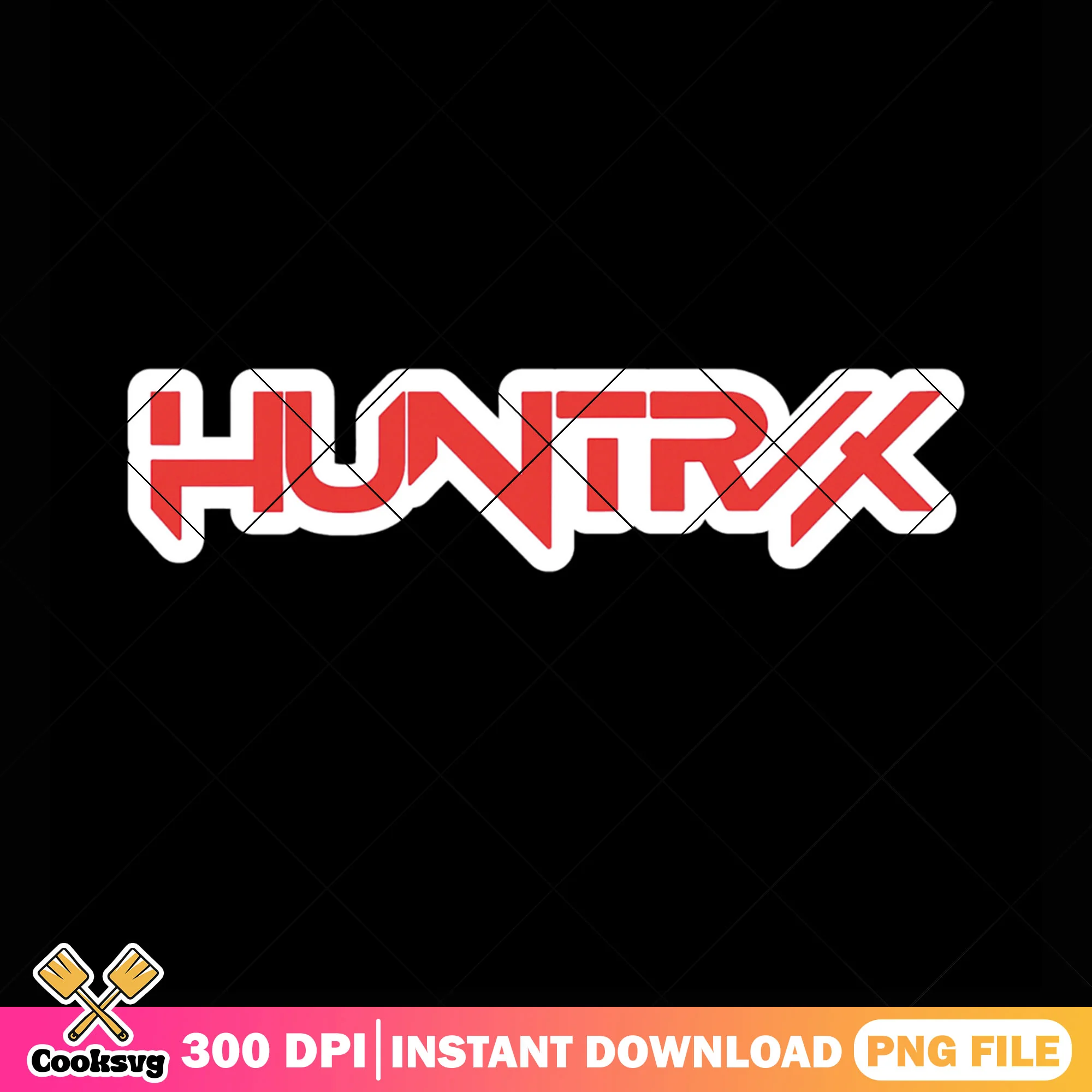 Huntrix red logo png sticker, huntrix band png, huntrix logo png