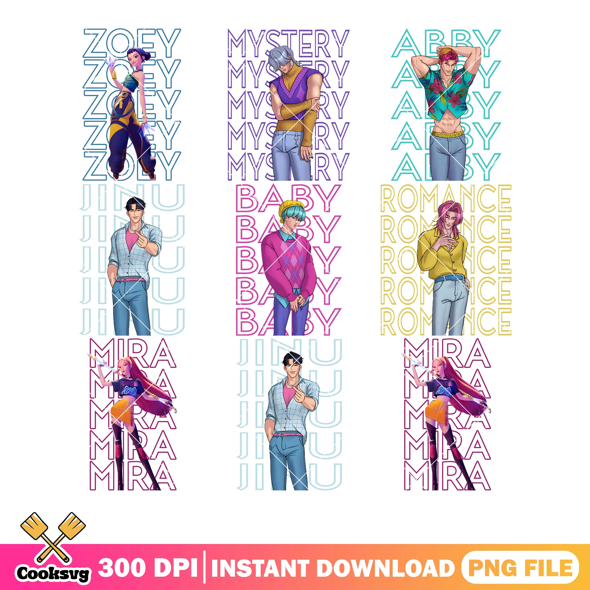 Huntrix saja boys png bundle, saja boys png, huntrix members png