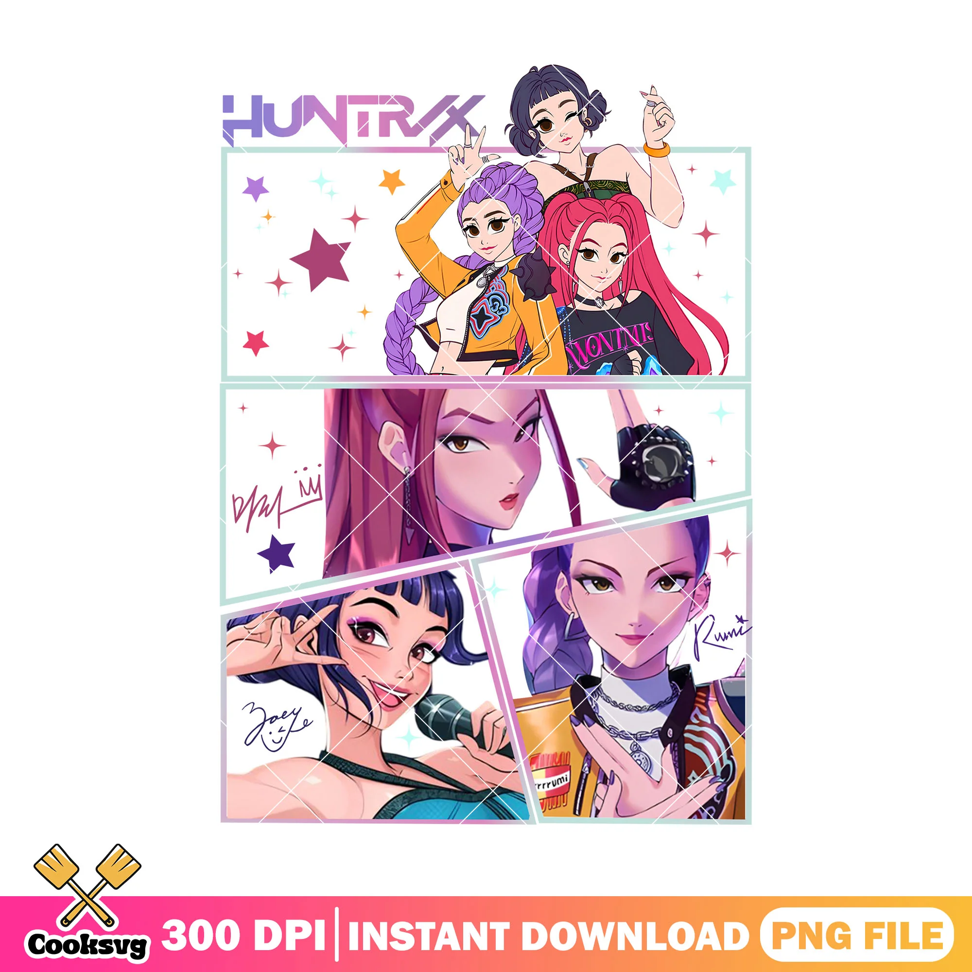 Huntrix sign perform night png, huntrix song png, kpop hunters png