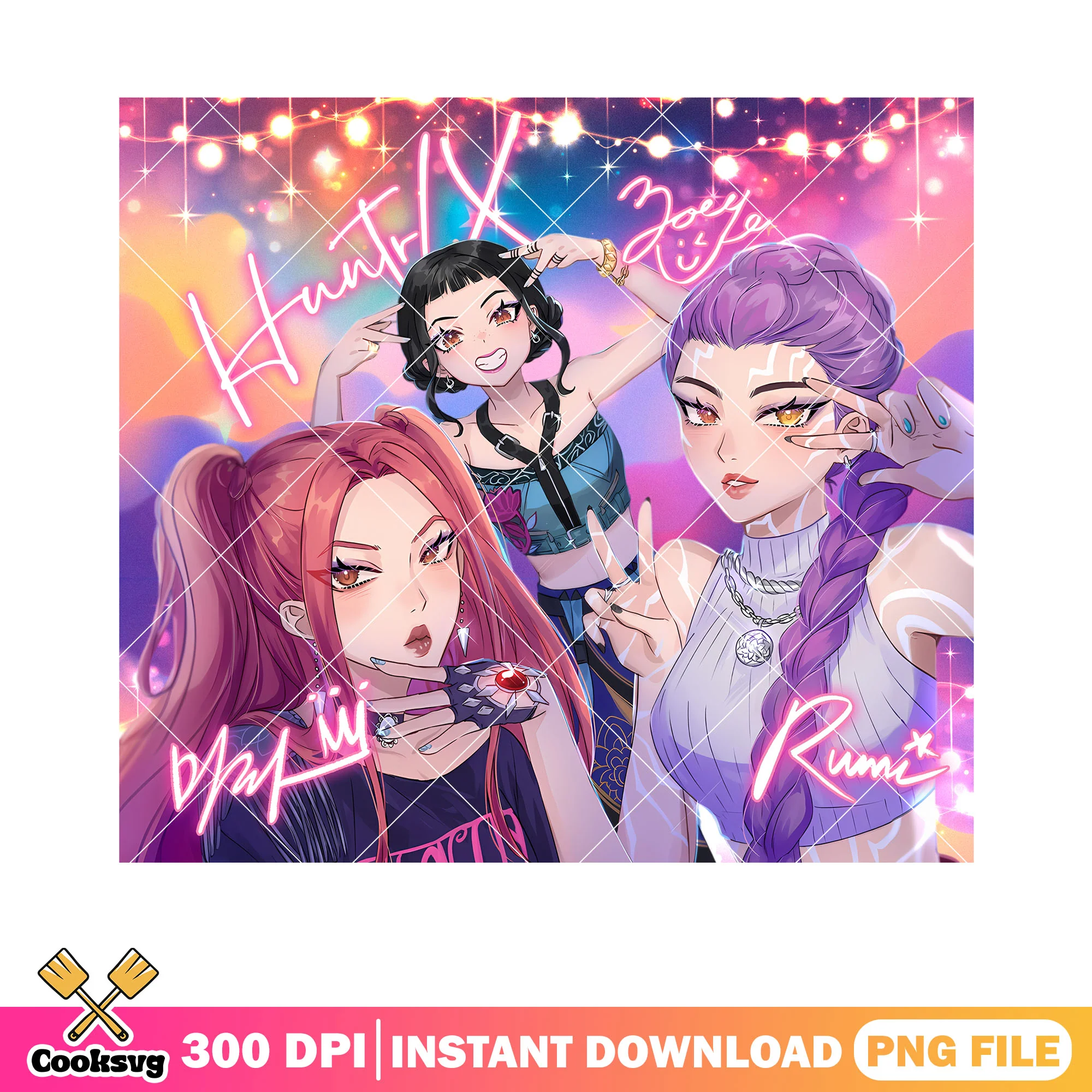 Huntrix signature png tumbler, huntrix kpop png, kpop netflix png