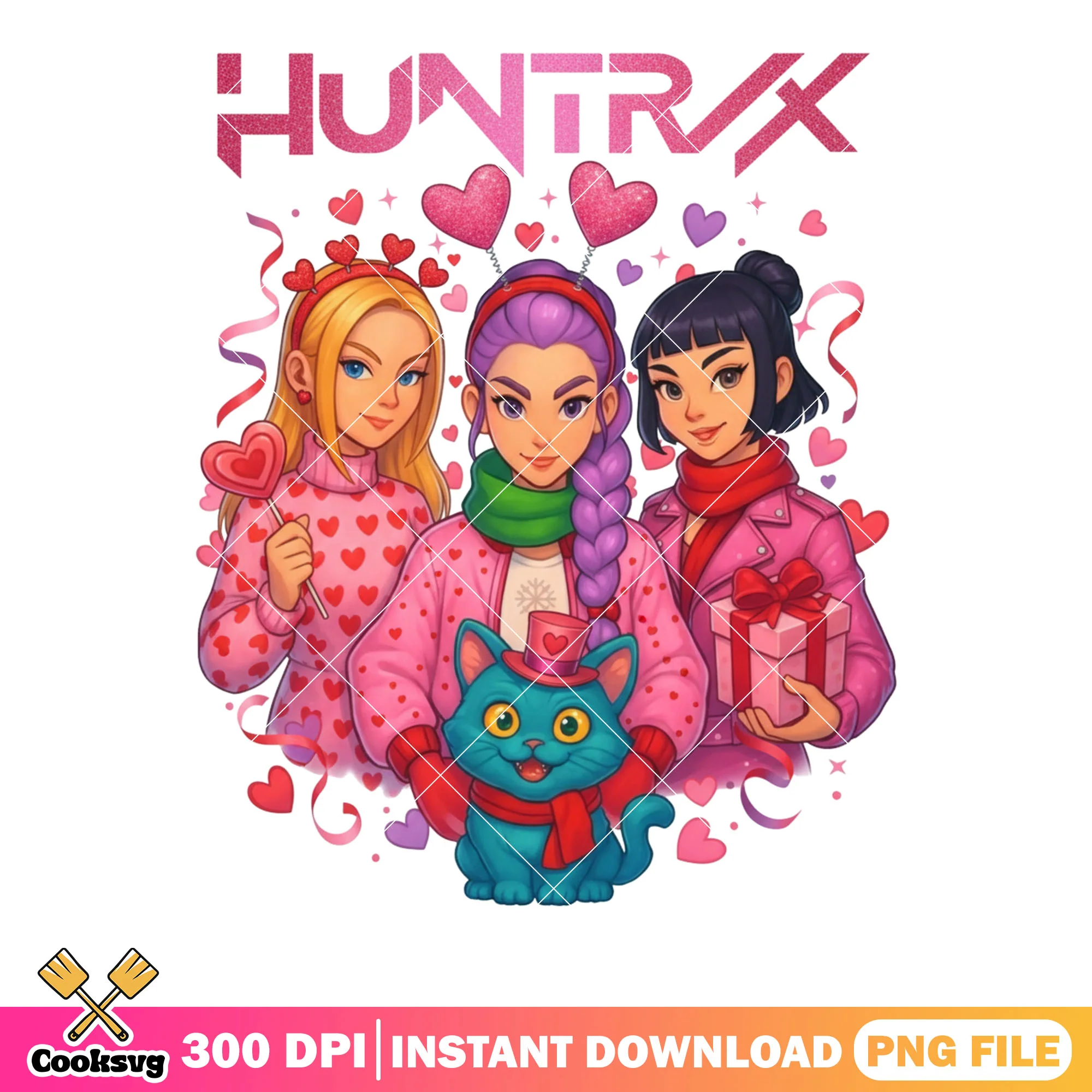 Huntrix valentine gifts png, valentines huntrix png, rumi mira zoey png