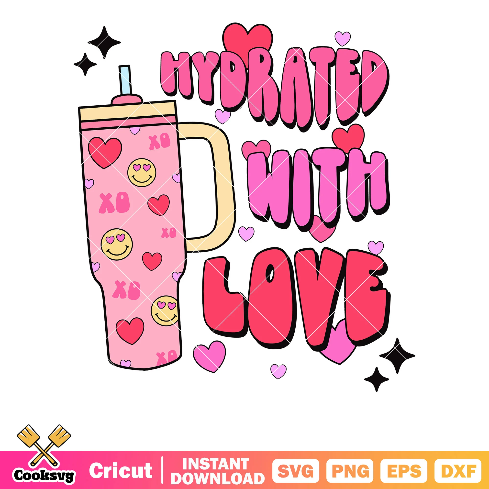 Hydrated with love valentine svg, love valentine svg, valentine day svg