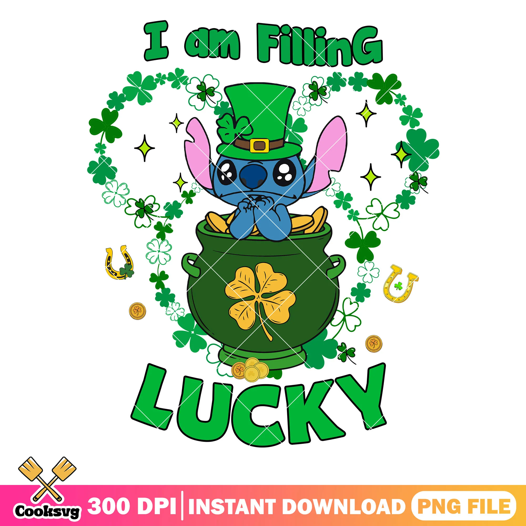 I am filling lucky stitch png, im feeling lucky png, stitch lucky png