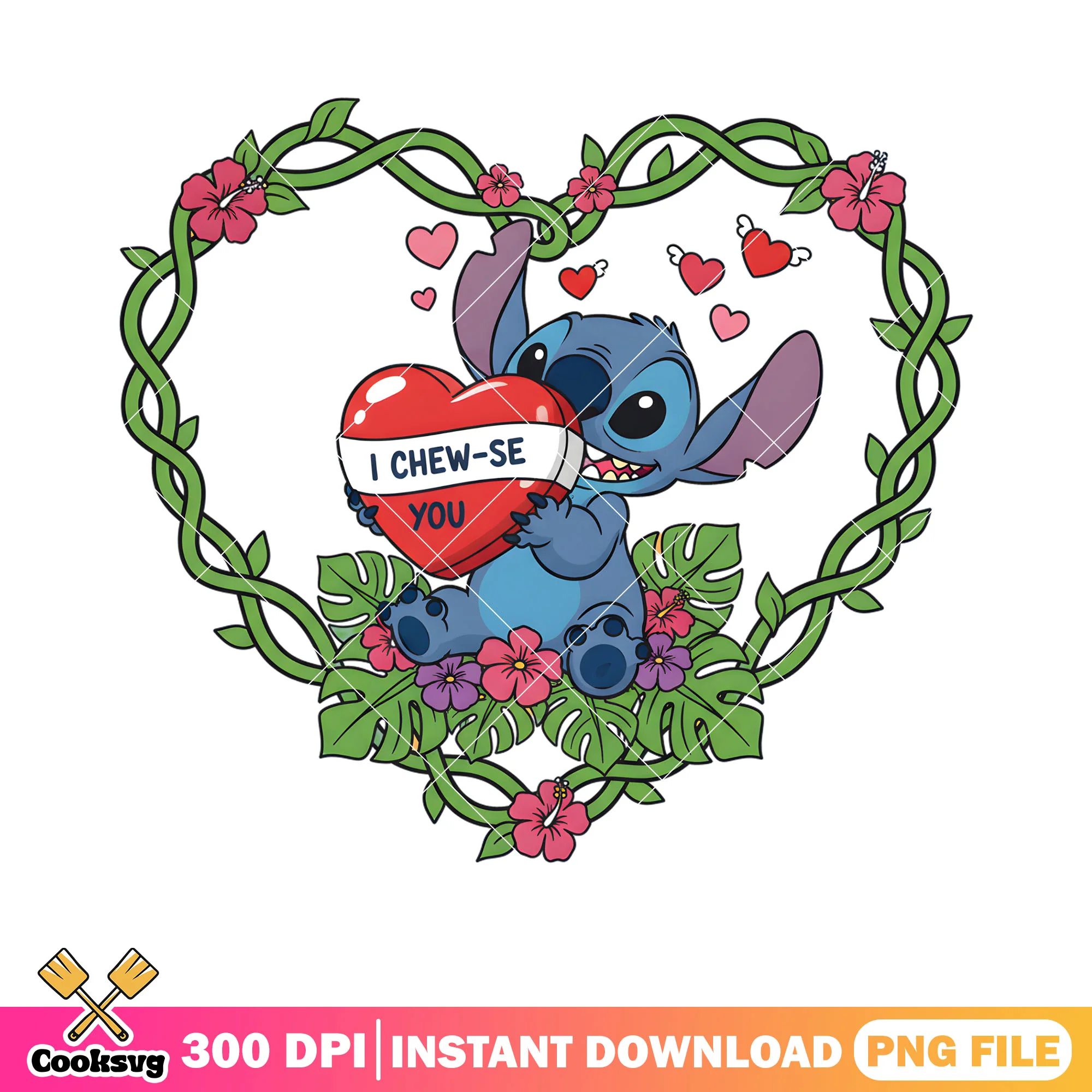 I chew se you stitch png, lilo and sittch png, valentine love png