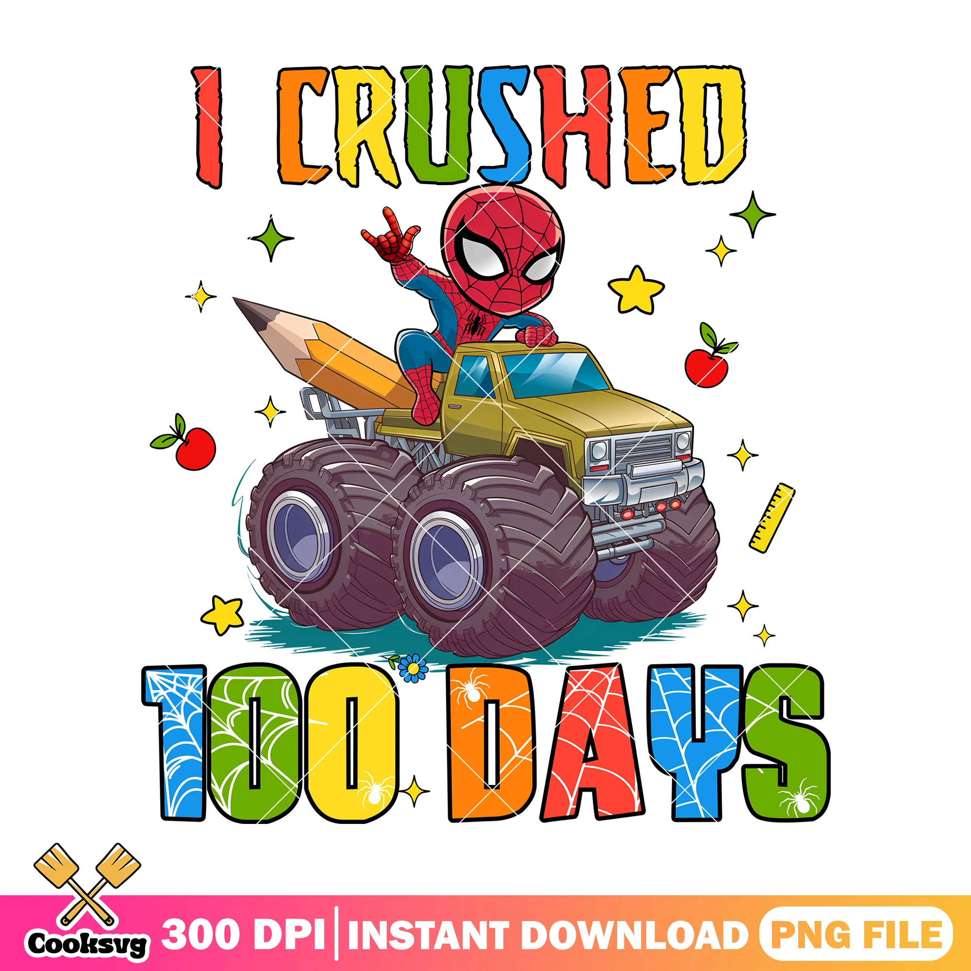 I crushed 100 days png, spiderman art png, back to school day png