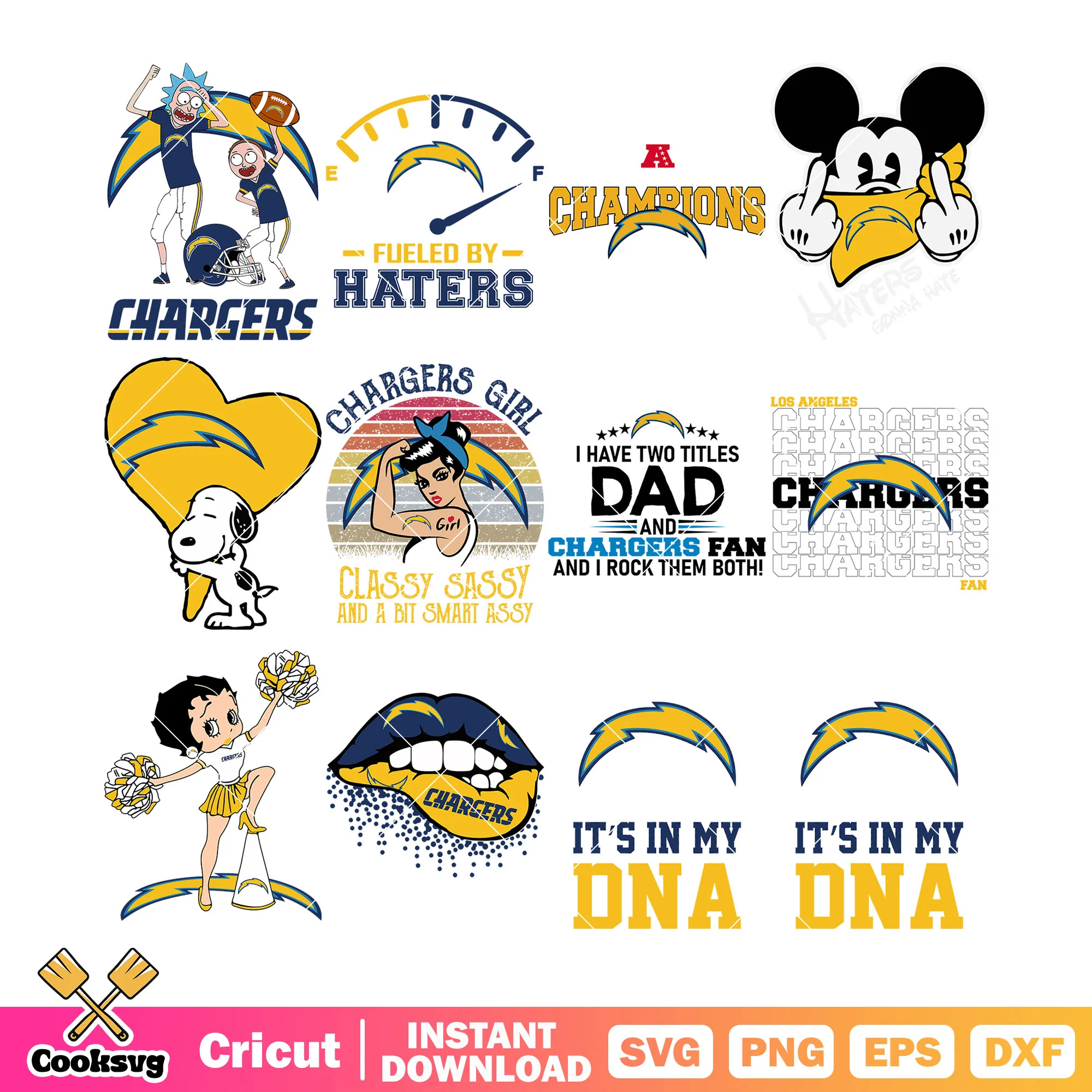 I have two titles dad and charges fan and i rock them both bundle svg, snoopy bundle svg