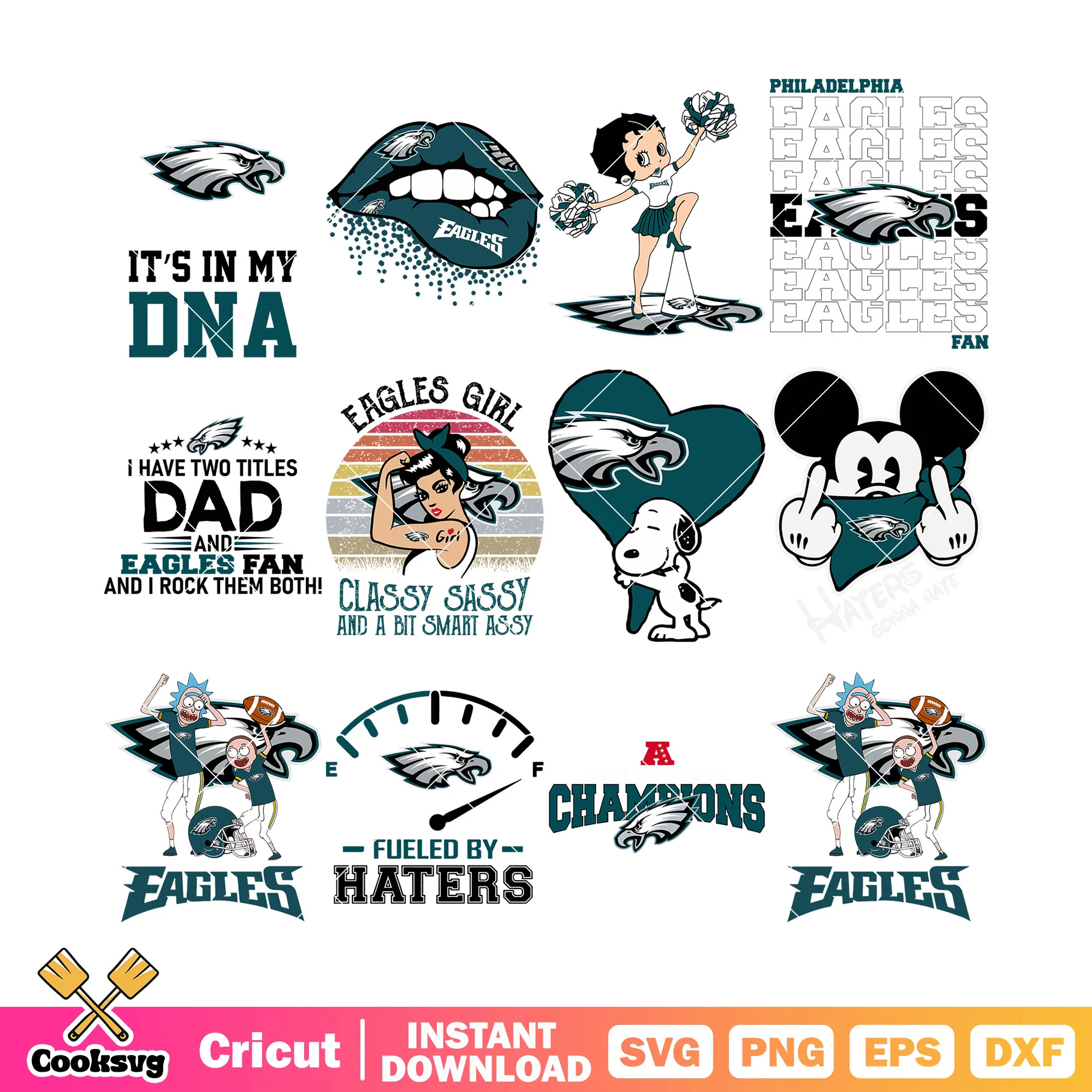 I have two titles dad and eagles rock them both bundle svg, snoopy svg