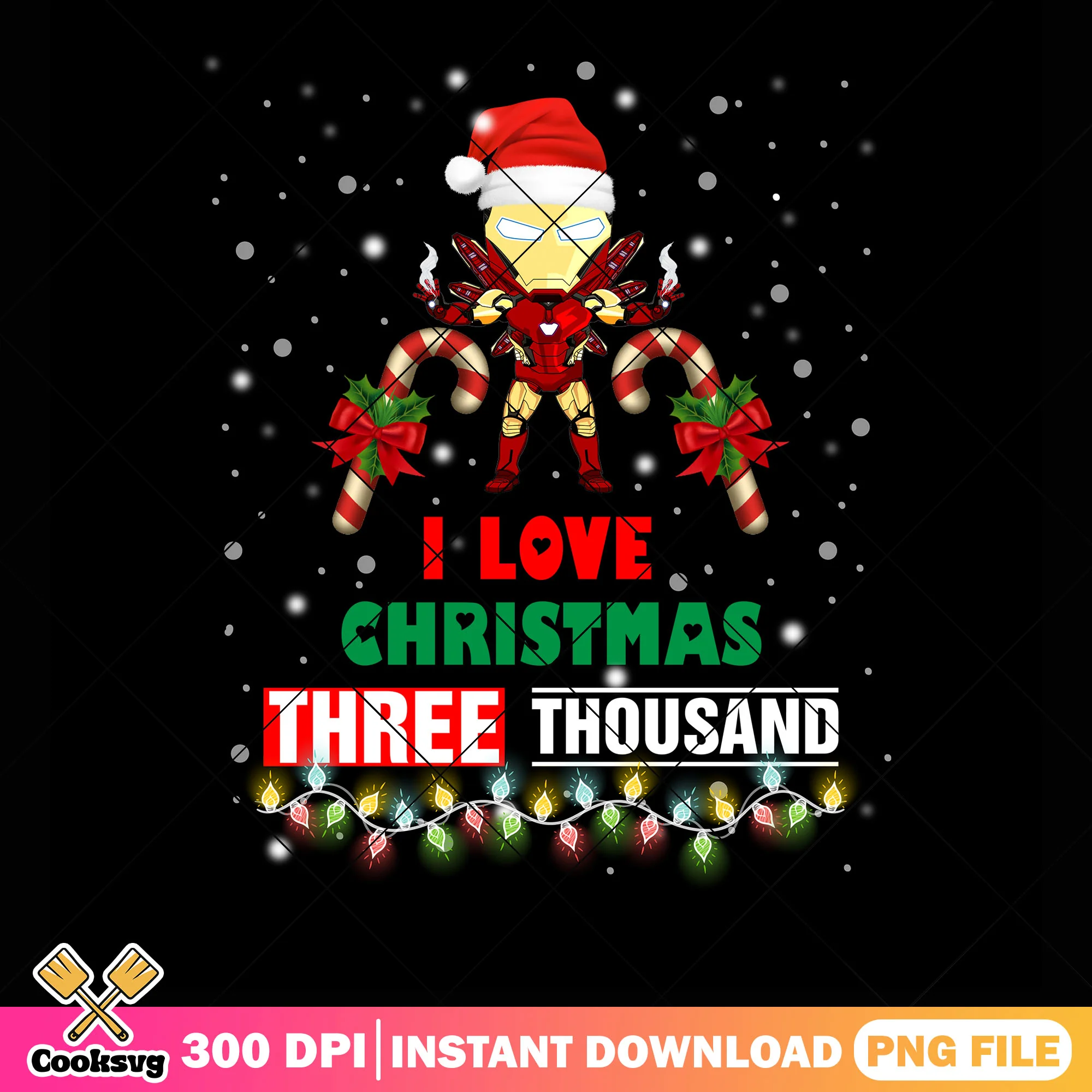 I love three thousand png, iron man santa png, decoration png