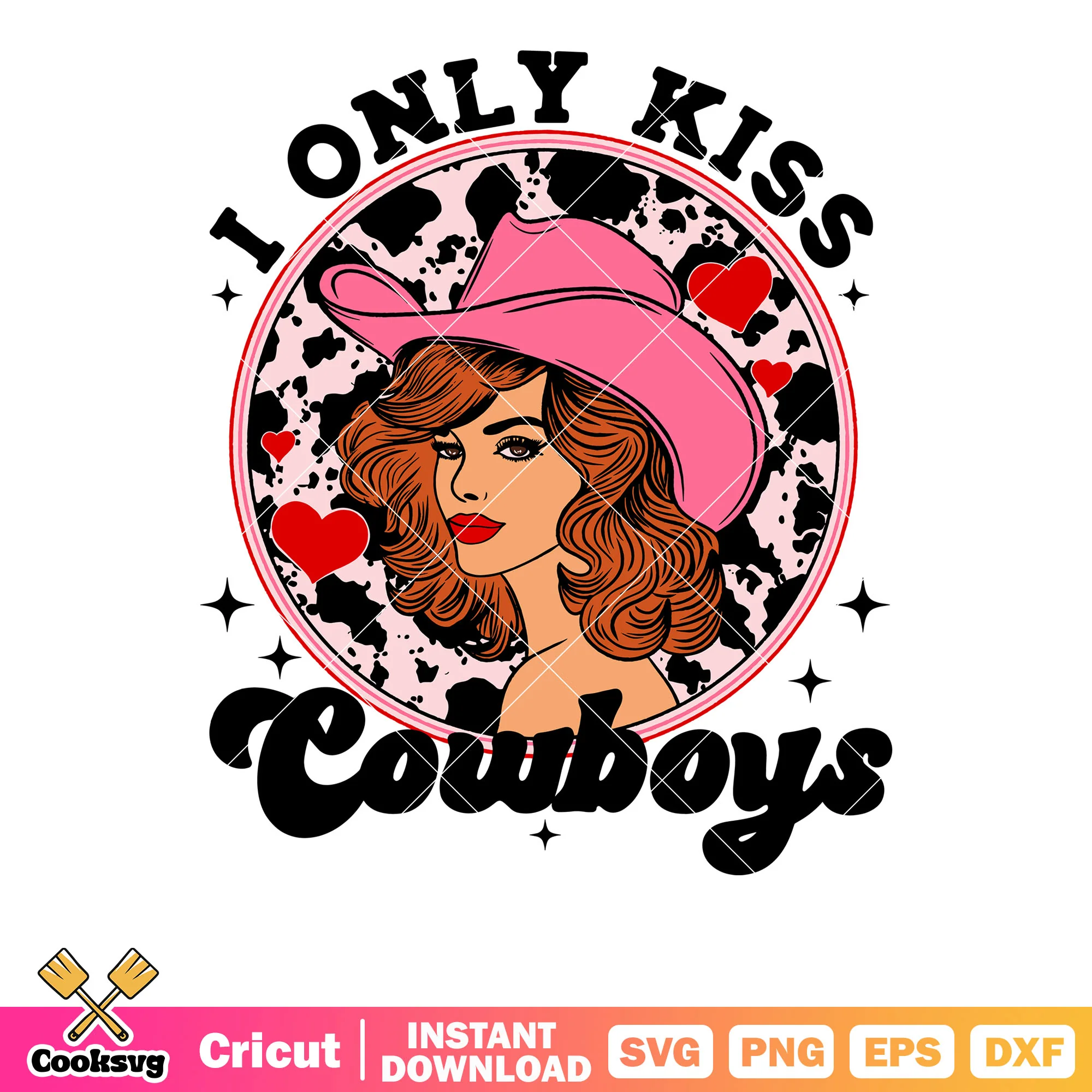 I only kiss cowboys valentine svg, cowboy valentine svg