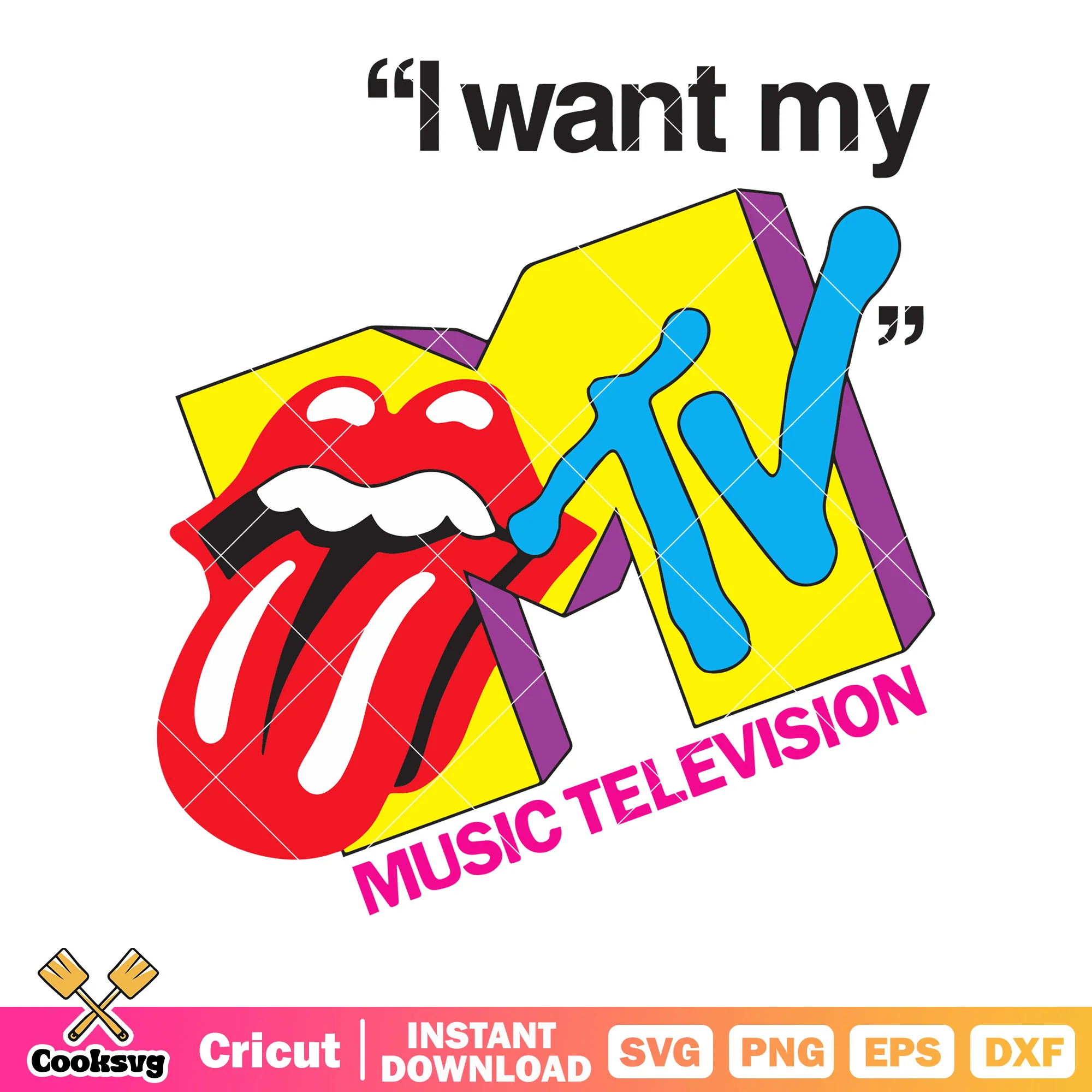 I want my music televison svg, red lips svg, tv show music svg