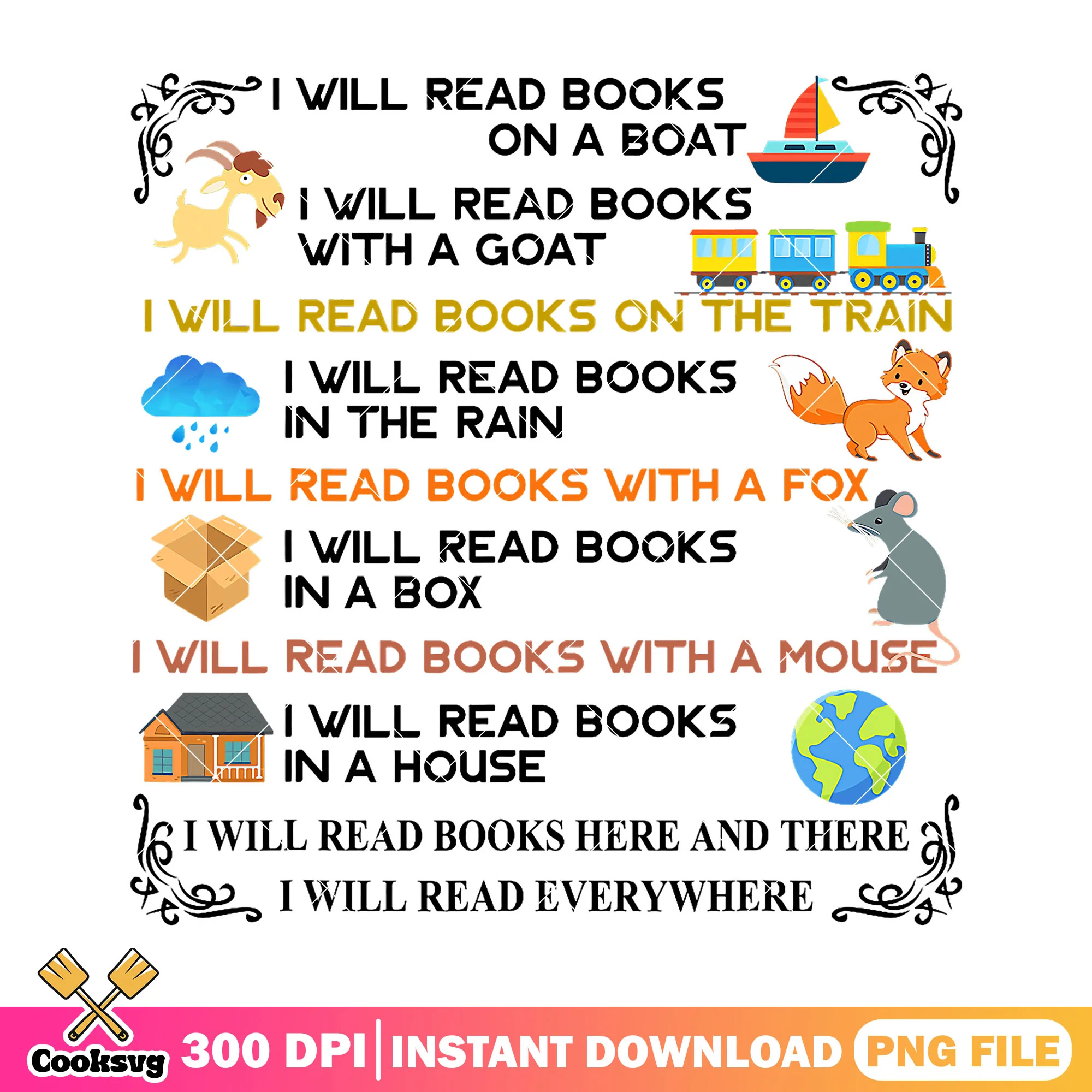 I will read books design png, back to school decor png, colors font png