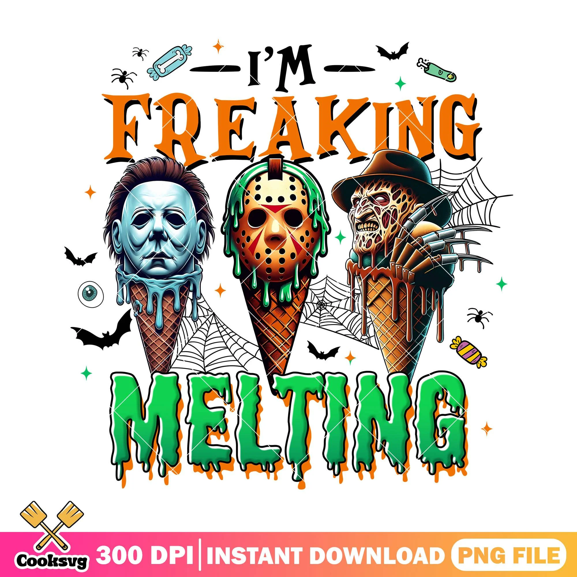 Ice cream freaking melting png, halloween candy png, horror movies png