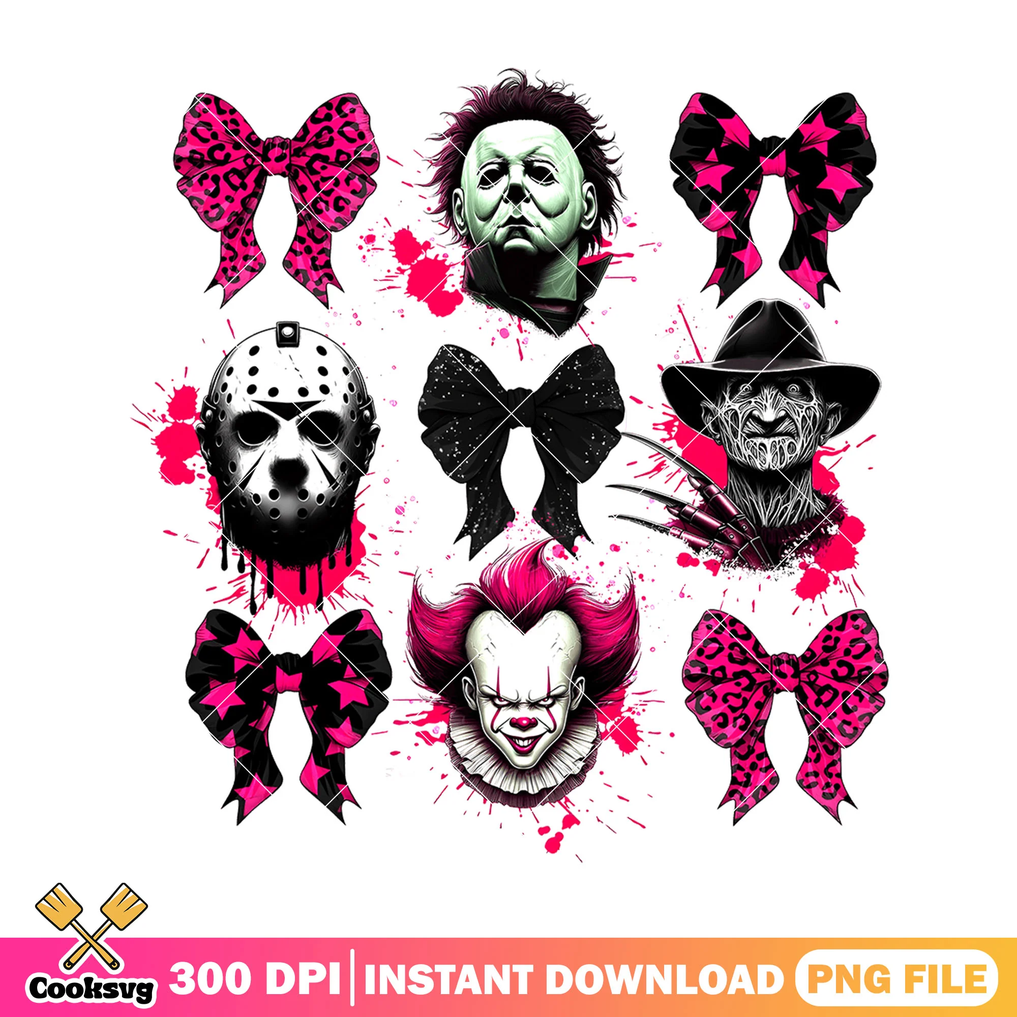 Iconic horror villains png, hallowen movie png, horror movie png