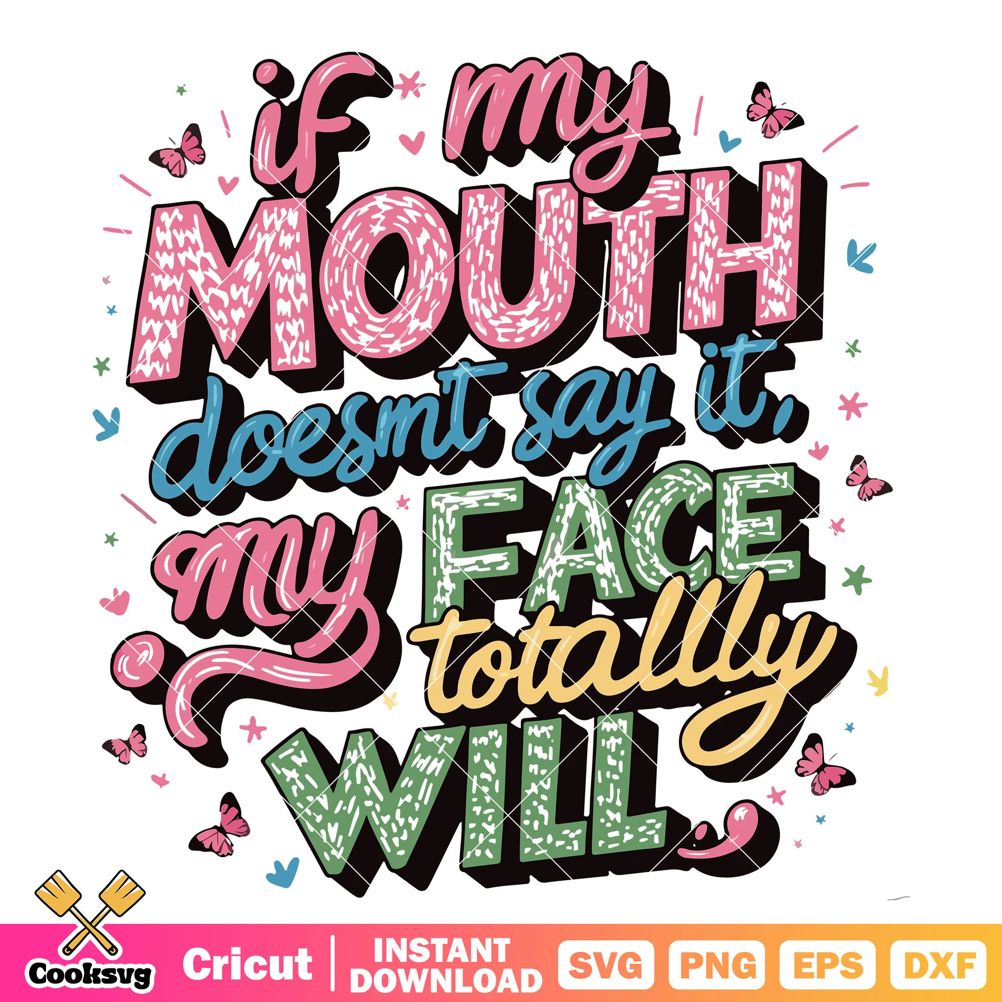 If my mouth doesnt say it svg, Humorous saying svg, Sarcastic svg