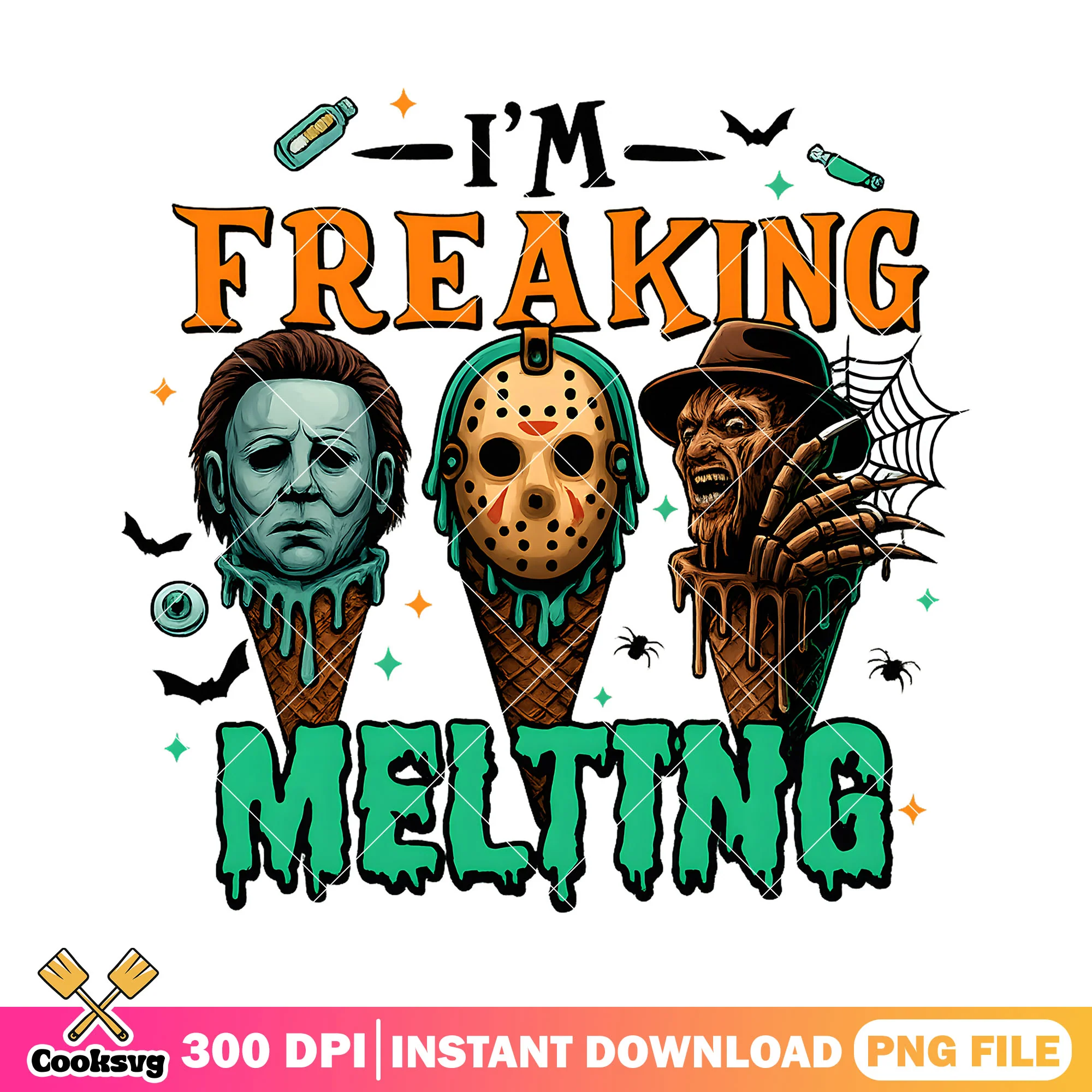 Im melting horror movies png, halloween ice cream png, horror movies png