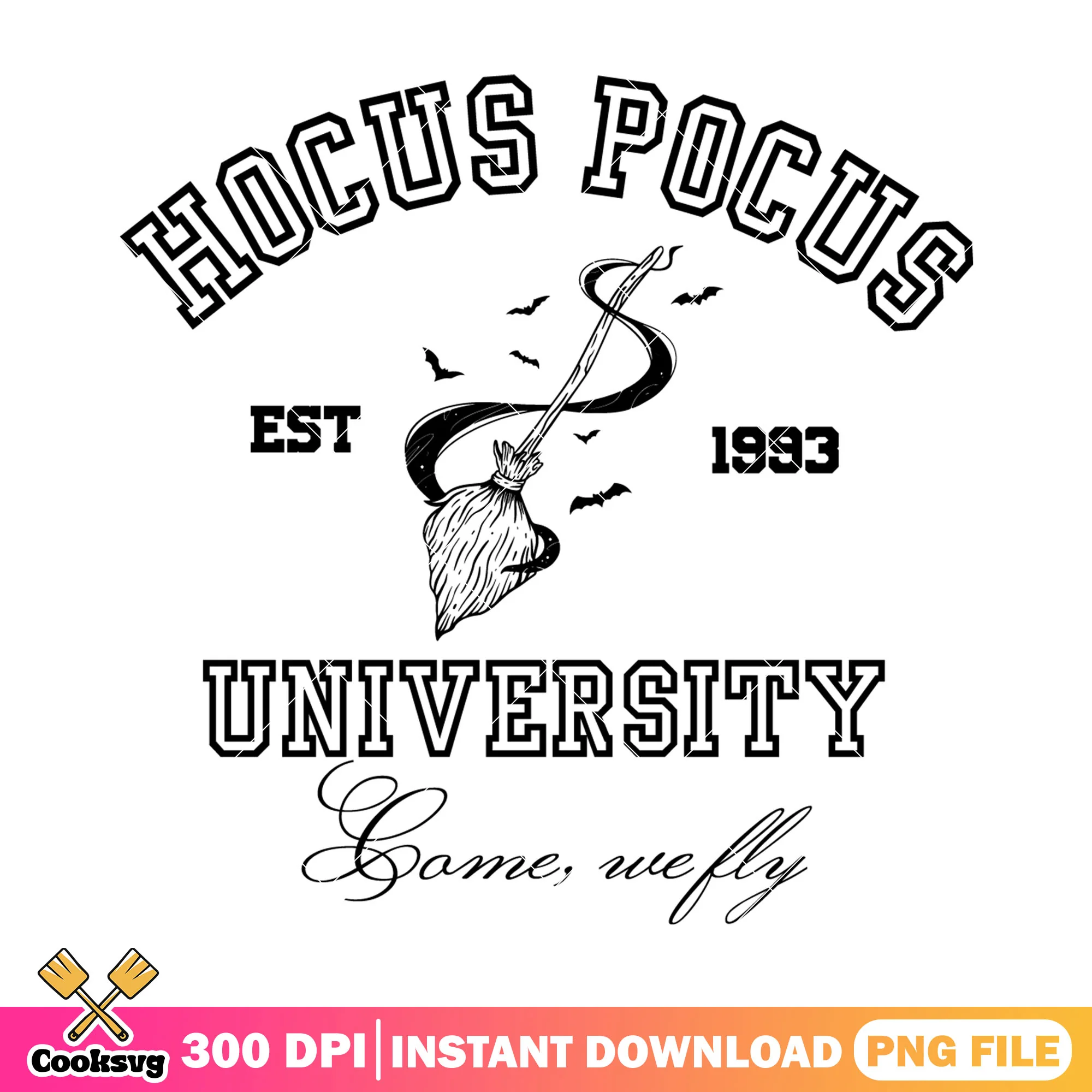 Image hocus pocus university png, halloween decor png, bat drawing png