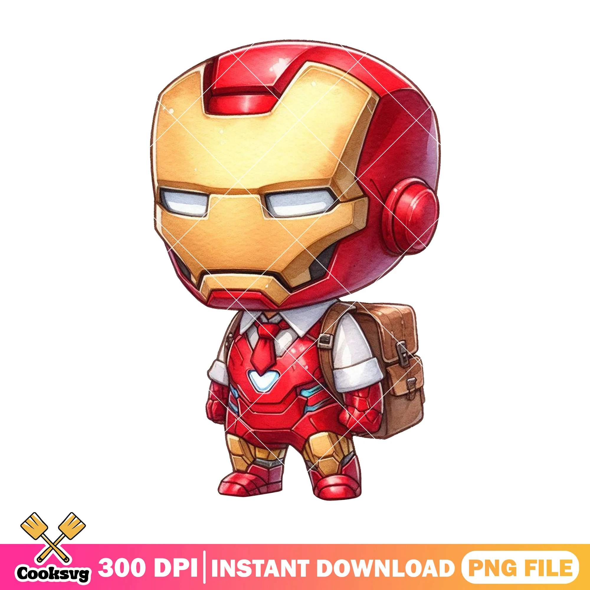 Iron man back school png, marvel comic png, back to school idea png