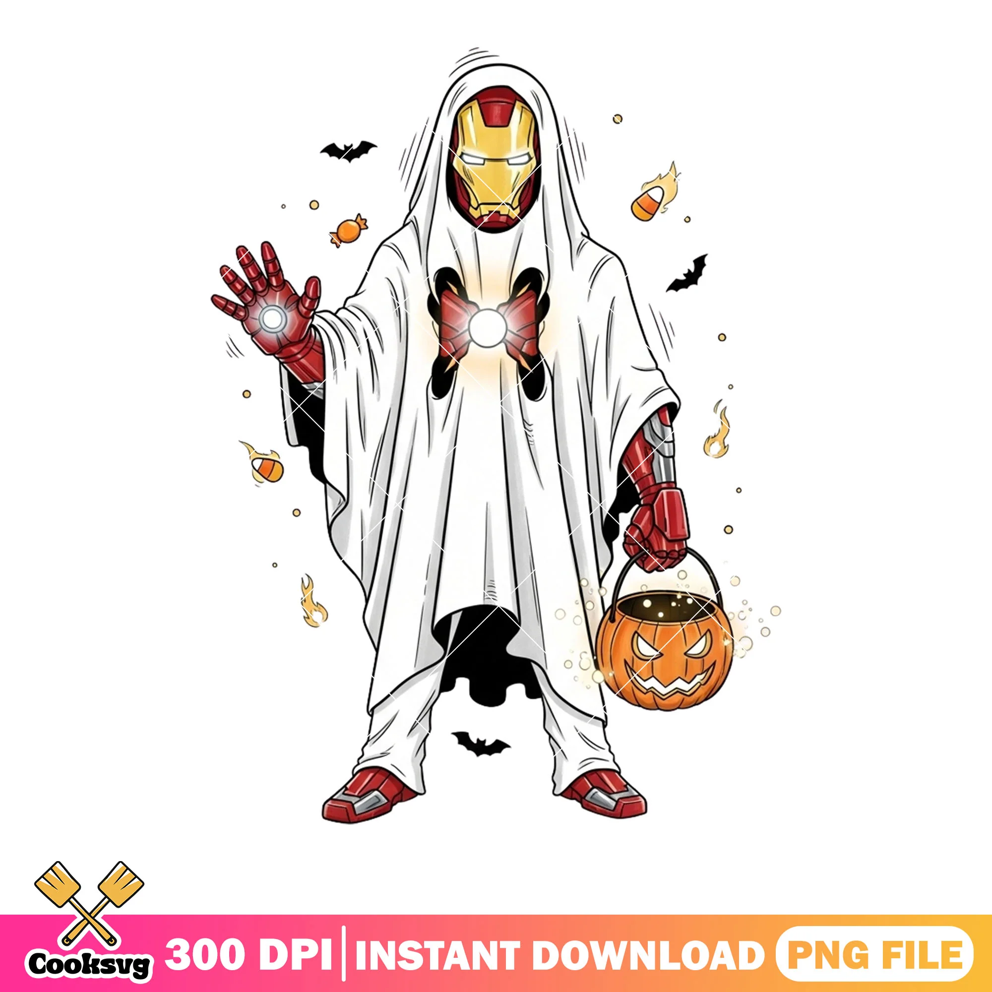 Iron man ghost png, halloween costume png,marvel halloween png