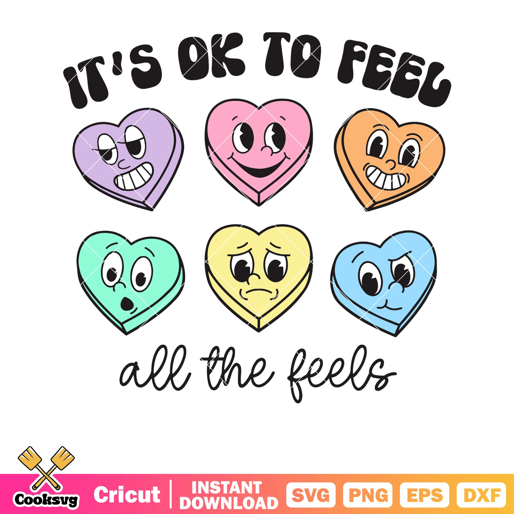 Its ok to feel valentine svg, all the feels svg, valentine heart svg