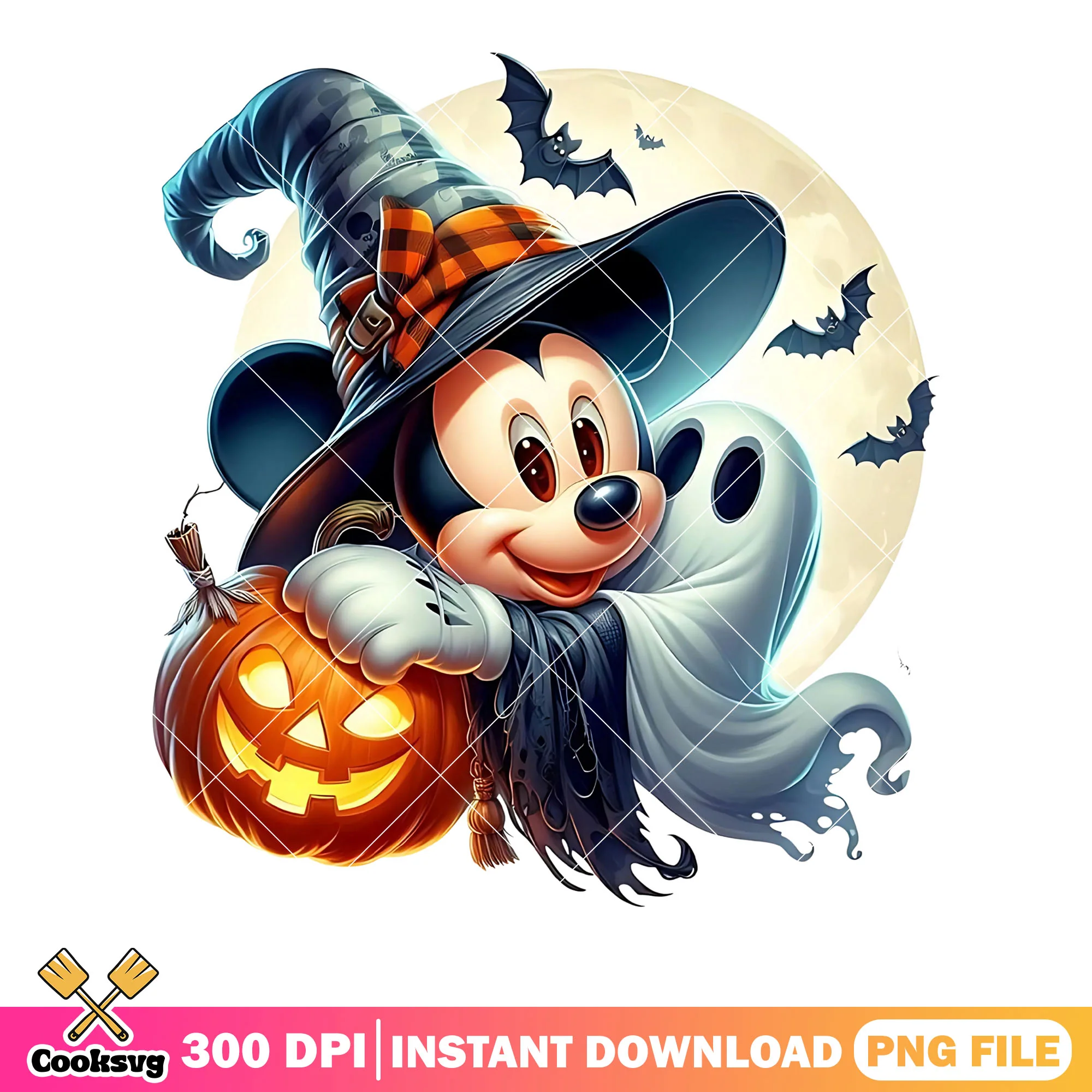 Jack o lantern ghost png, witch costume png, disney character png